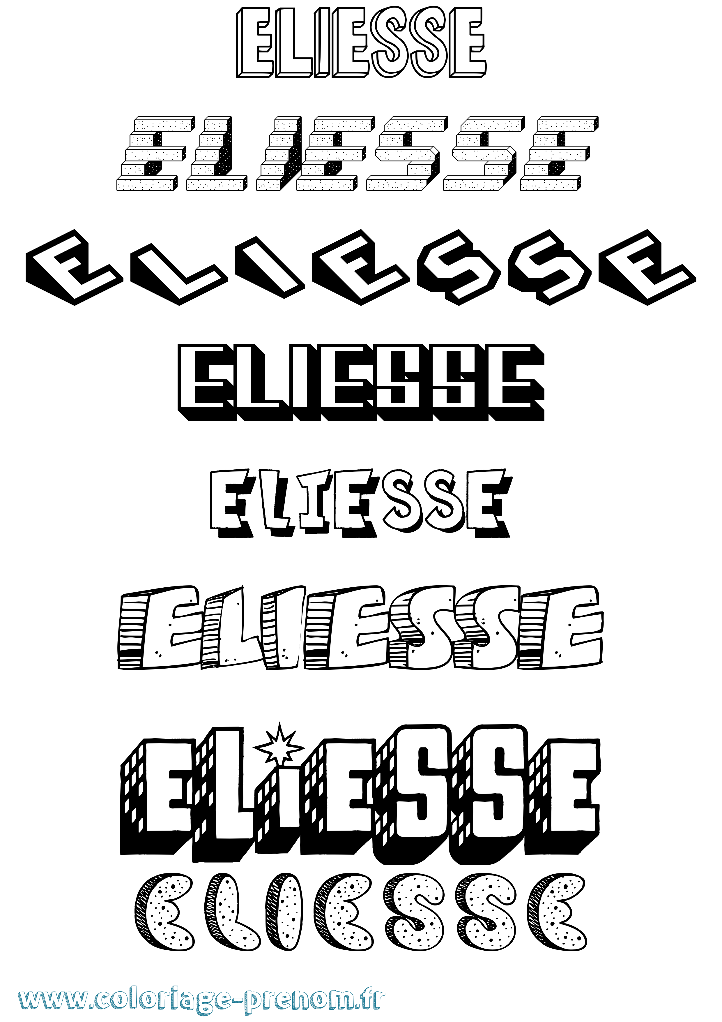 Coloriage Eliesse Effet 3D Coloriage prénom Eliesse Effet 3D