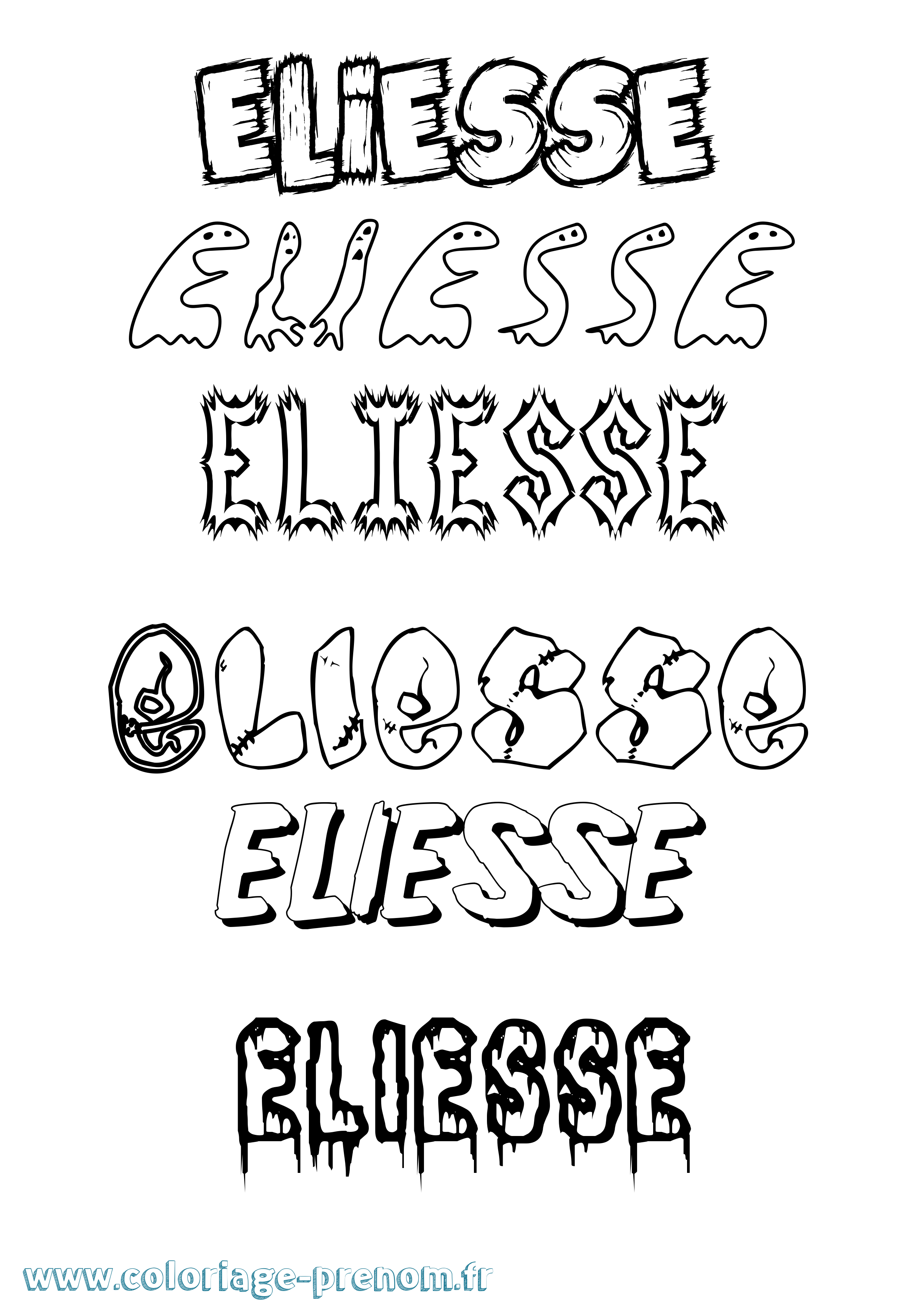 Coloriage Eliesse Frisson Coloriage prénom Eliesse Frisson