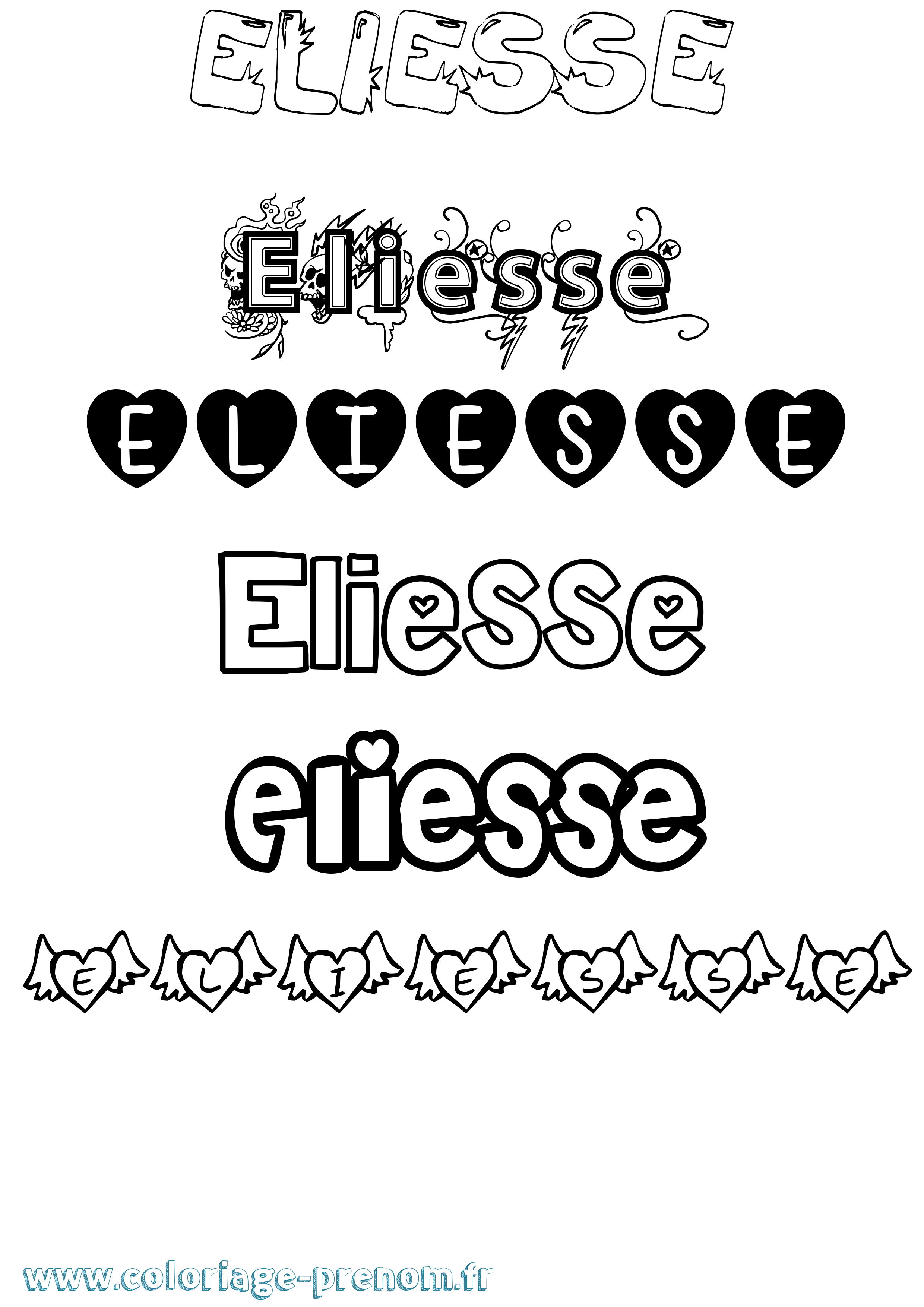 Coloriage Eliesse Girly Coloriage prénom Eliesse Girly
