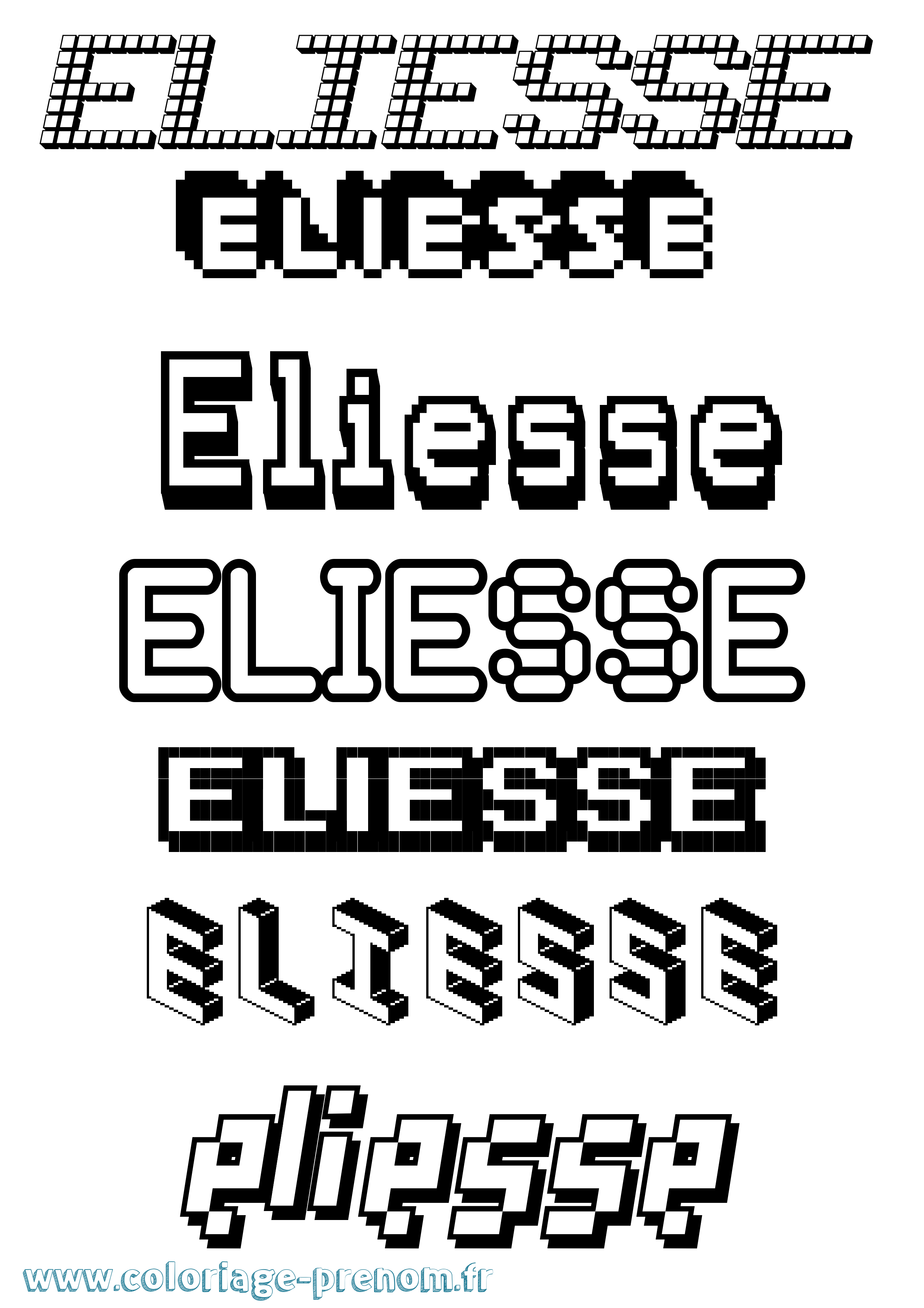 Coloriage Eliesse Pixel Coloriage prénom Eliesse Pixel