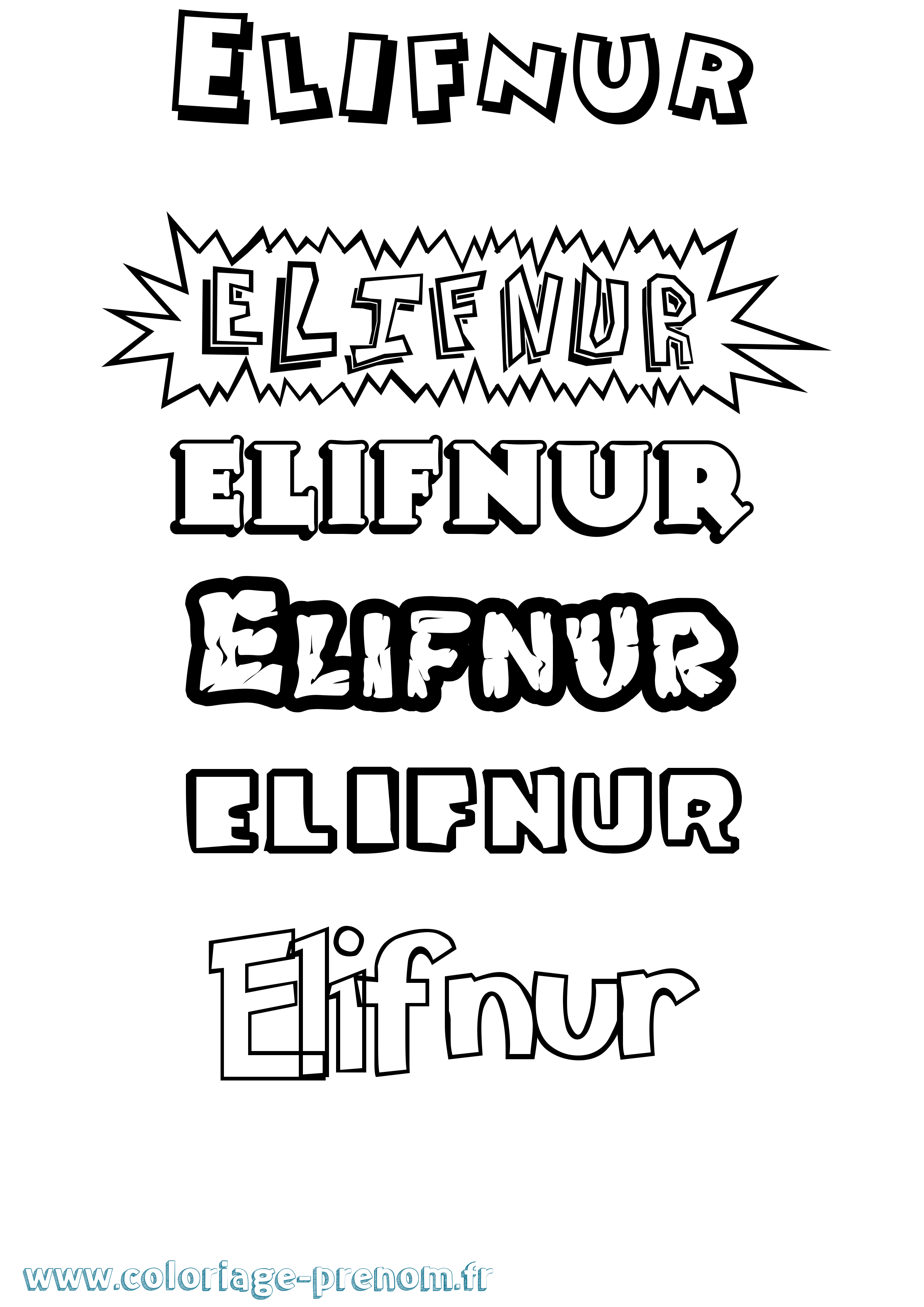 Coloriage Elifnur Dessin Animé Coloriage prénom Elifnur Dessin Animé