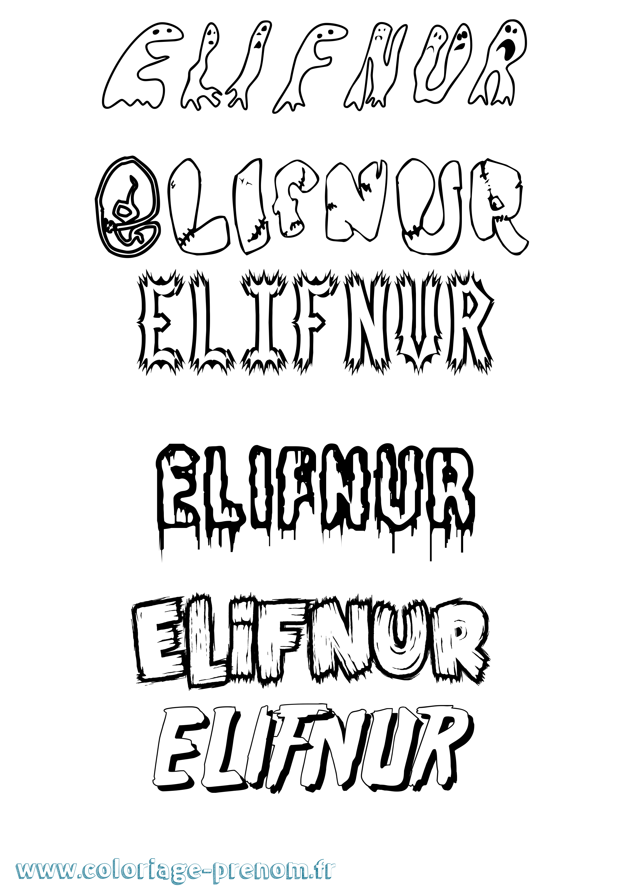 Coloriage Elifnur Frisson Coloriage prénom Elifnur Frisson