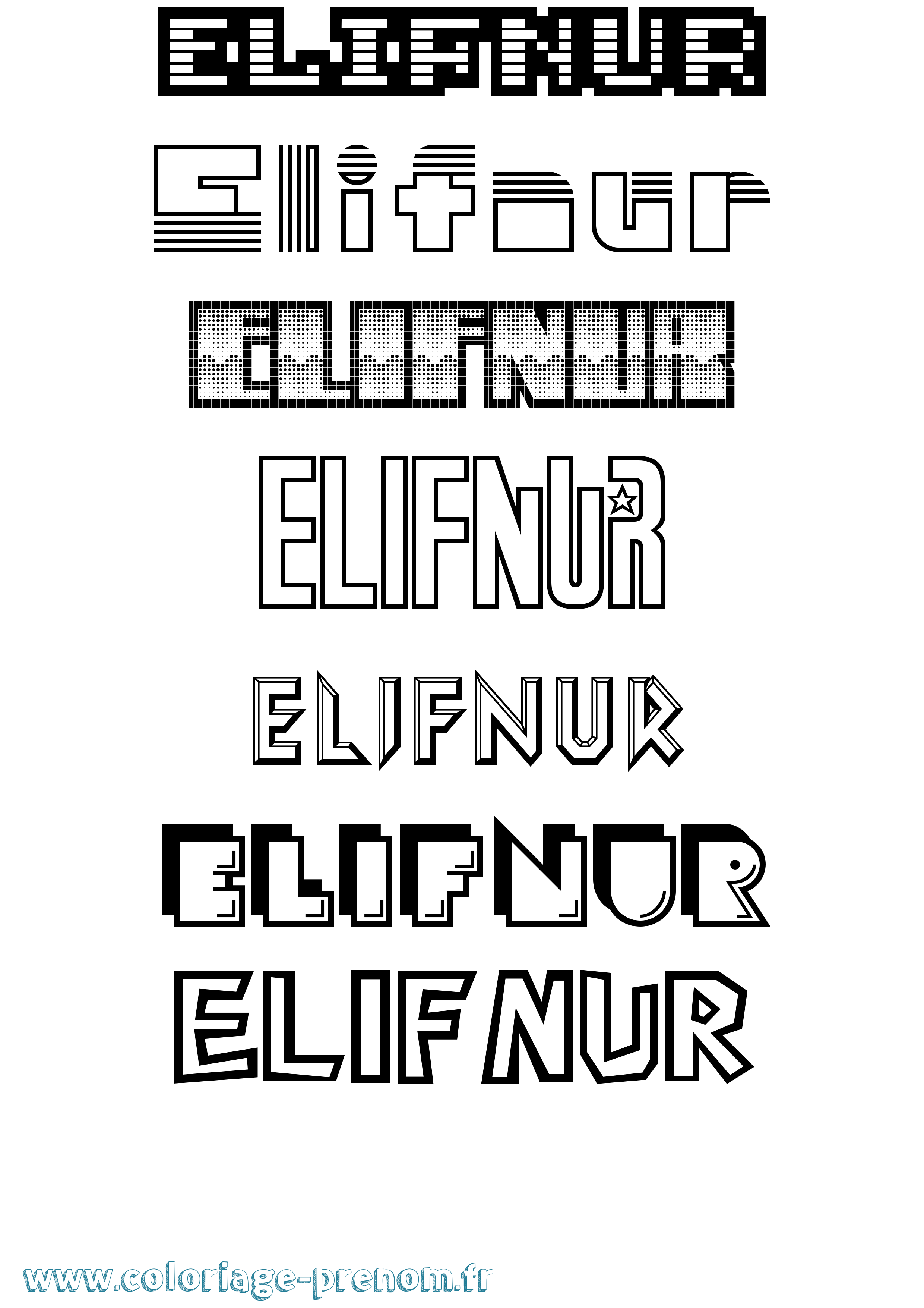 Coloriage Elifnur Jeux Vidéos Coloriage prénom Elifnur Jeux Vidéos