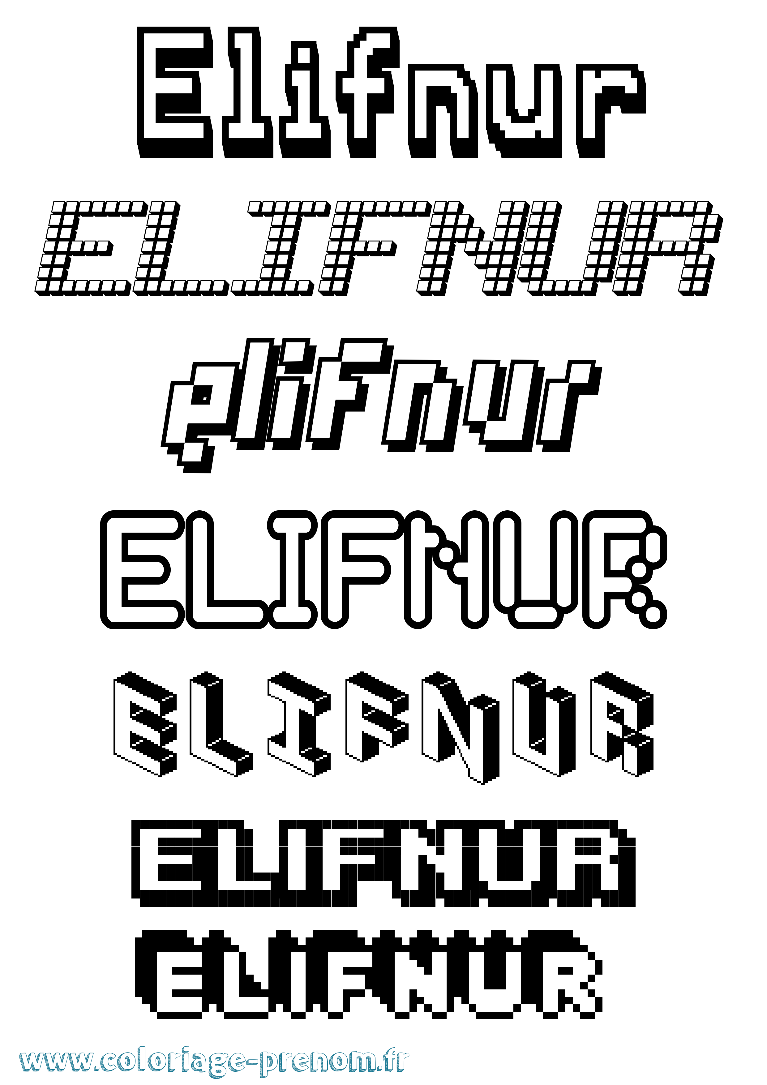 Coloriage Elifnur Pixel Coloriage prénom Elifnur Pixel