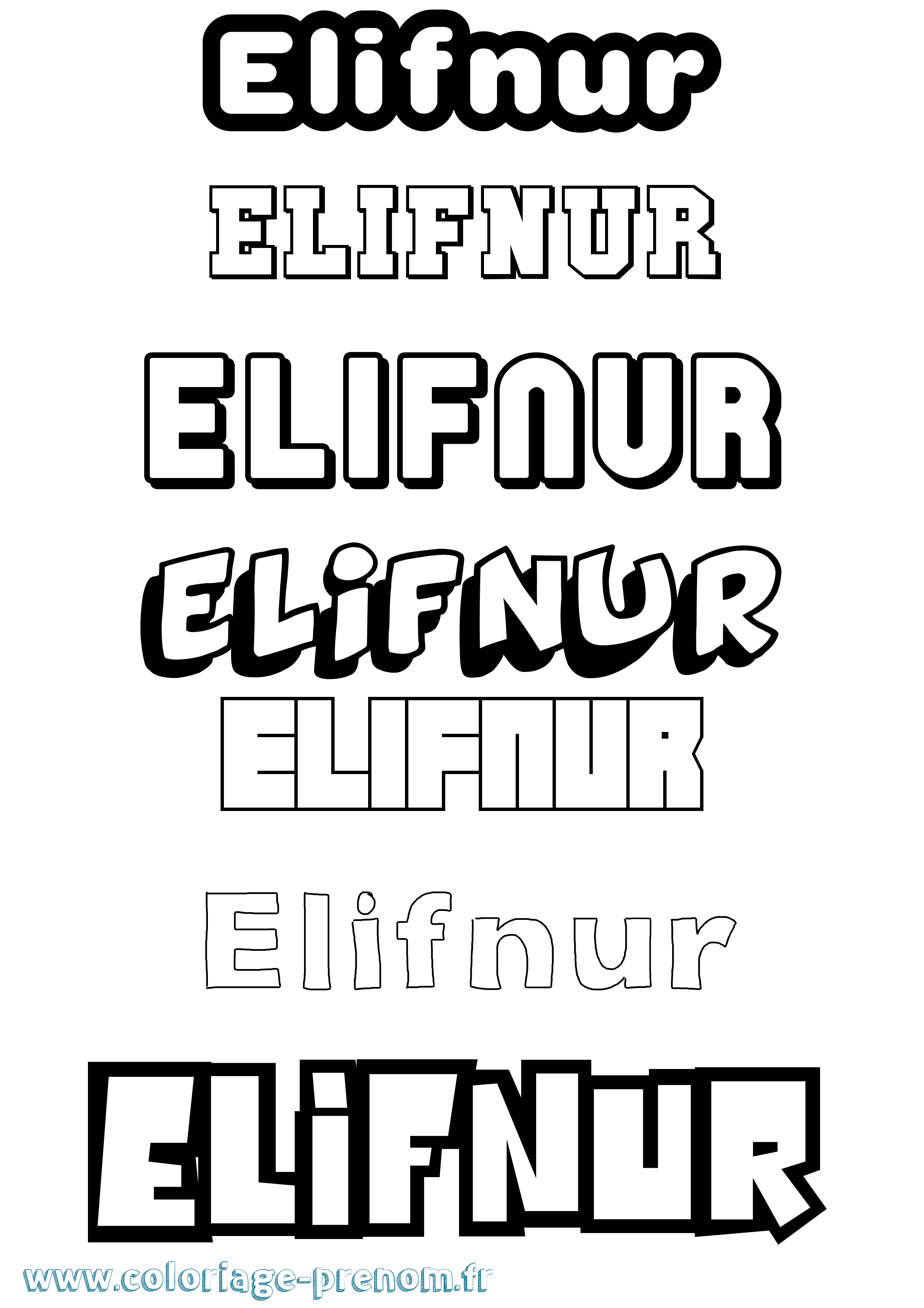 Coloriage Elifnur Simple Coloriage prénom Elifnur Simple