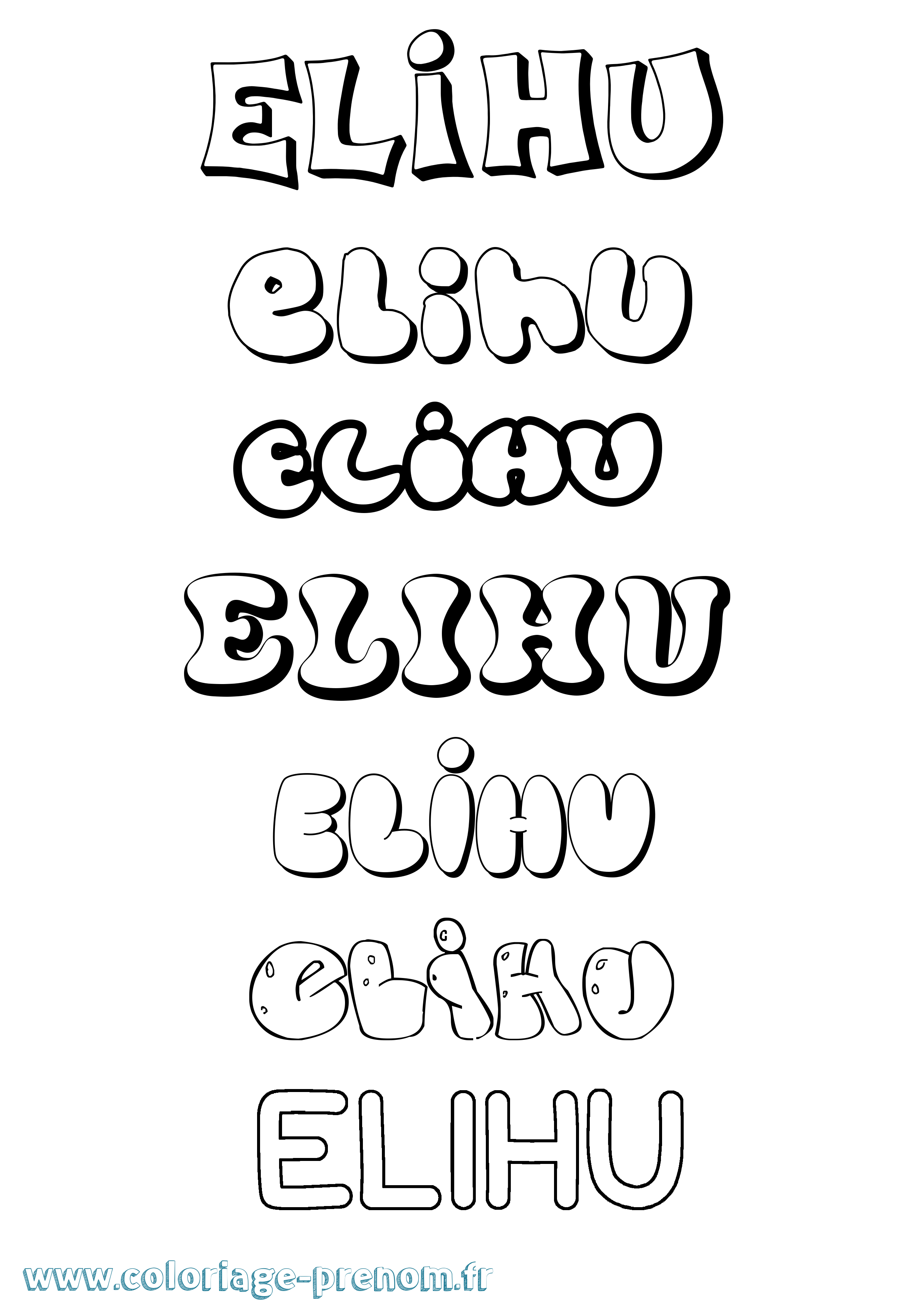Coloriage Elihu Bubble Coloriage prénom Elihu Bubble