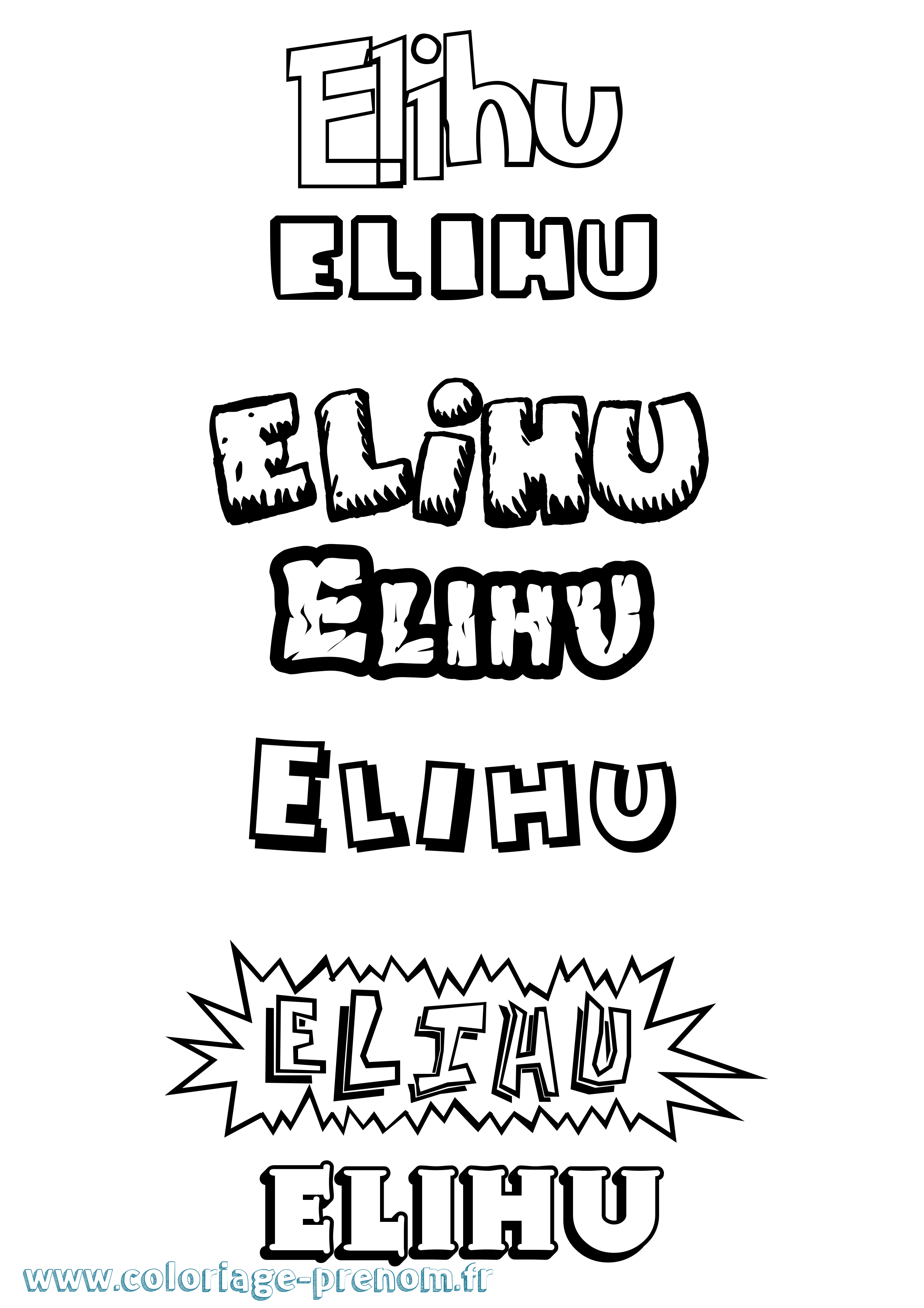 Coloriage Elihu Dessin Animé Coloriage prénom Elihu Dessin Animé