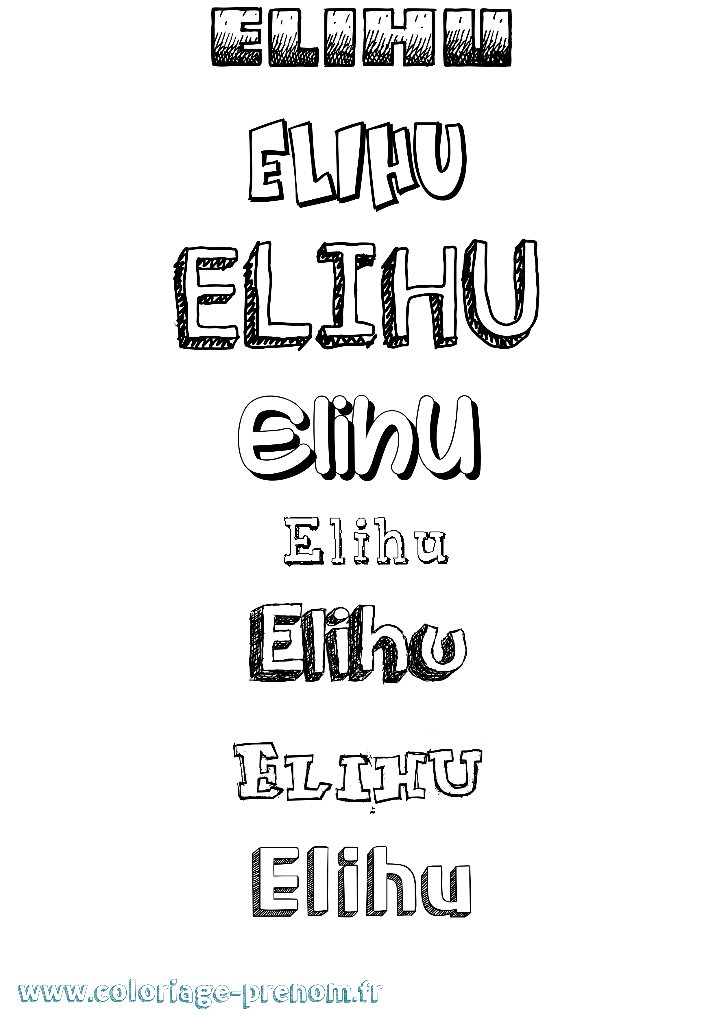 Coloriage Elihu Dessiné Coloriage prénom Elihu Dessiné