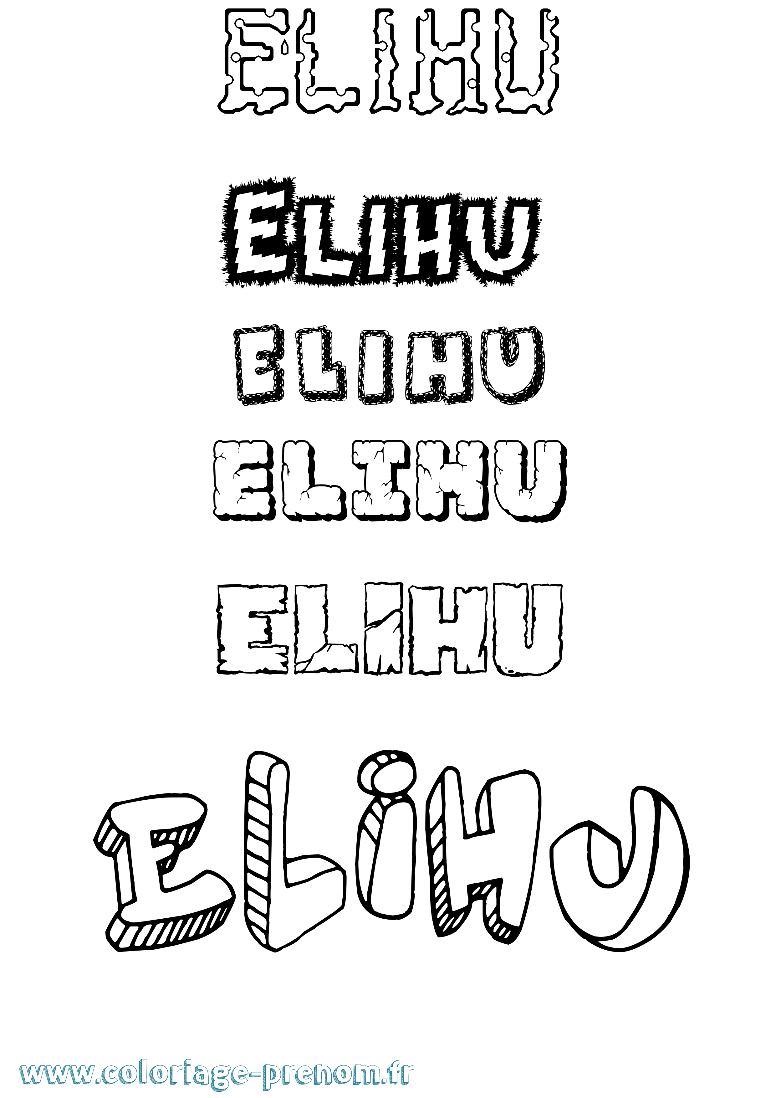 Coloriage Elihu Destructuré Coloriage prénom Elihu Destructuré