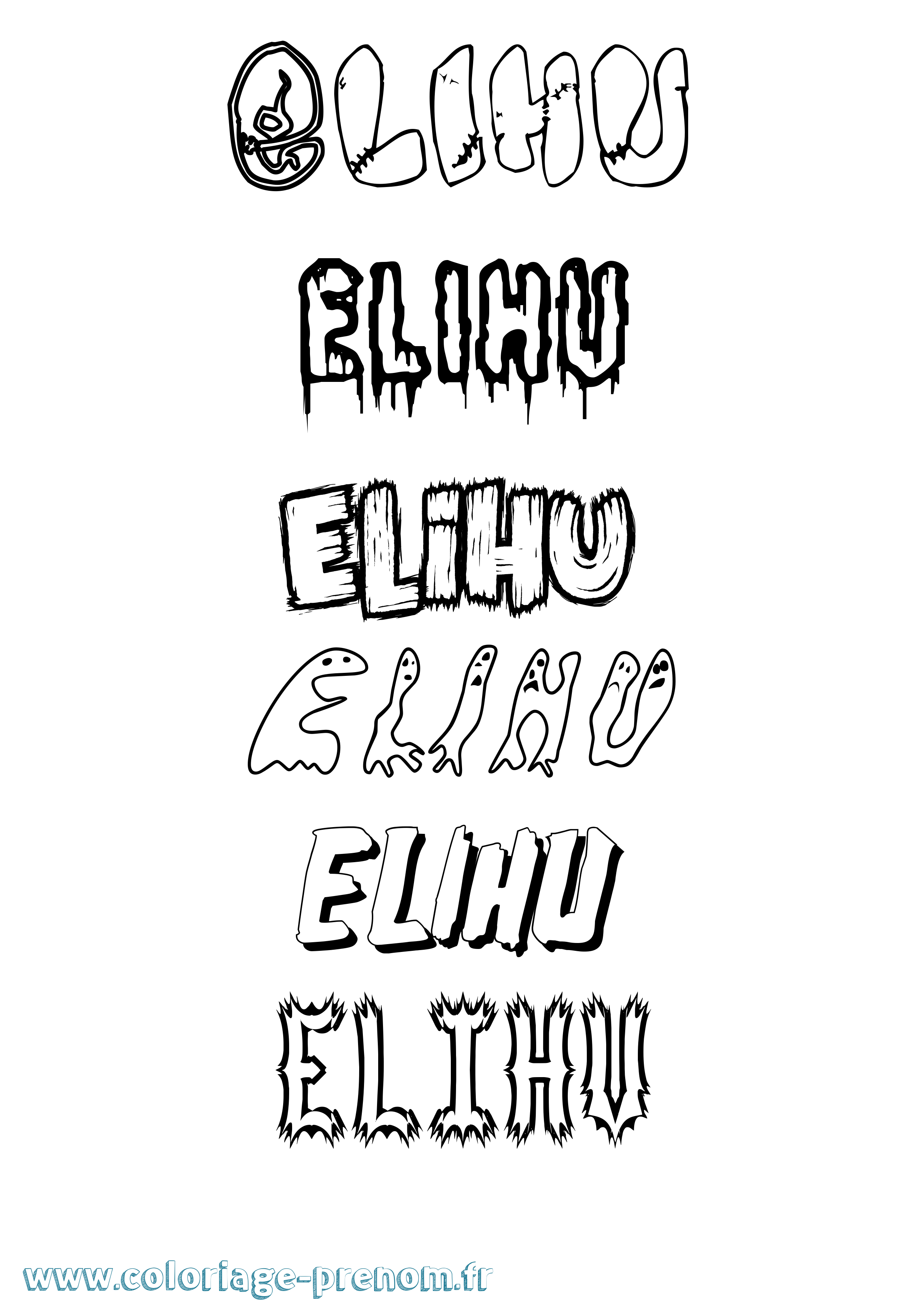 Coloriage Elihu Frisson Coloriage prénom Elihu Frisson