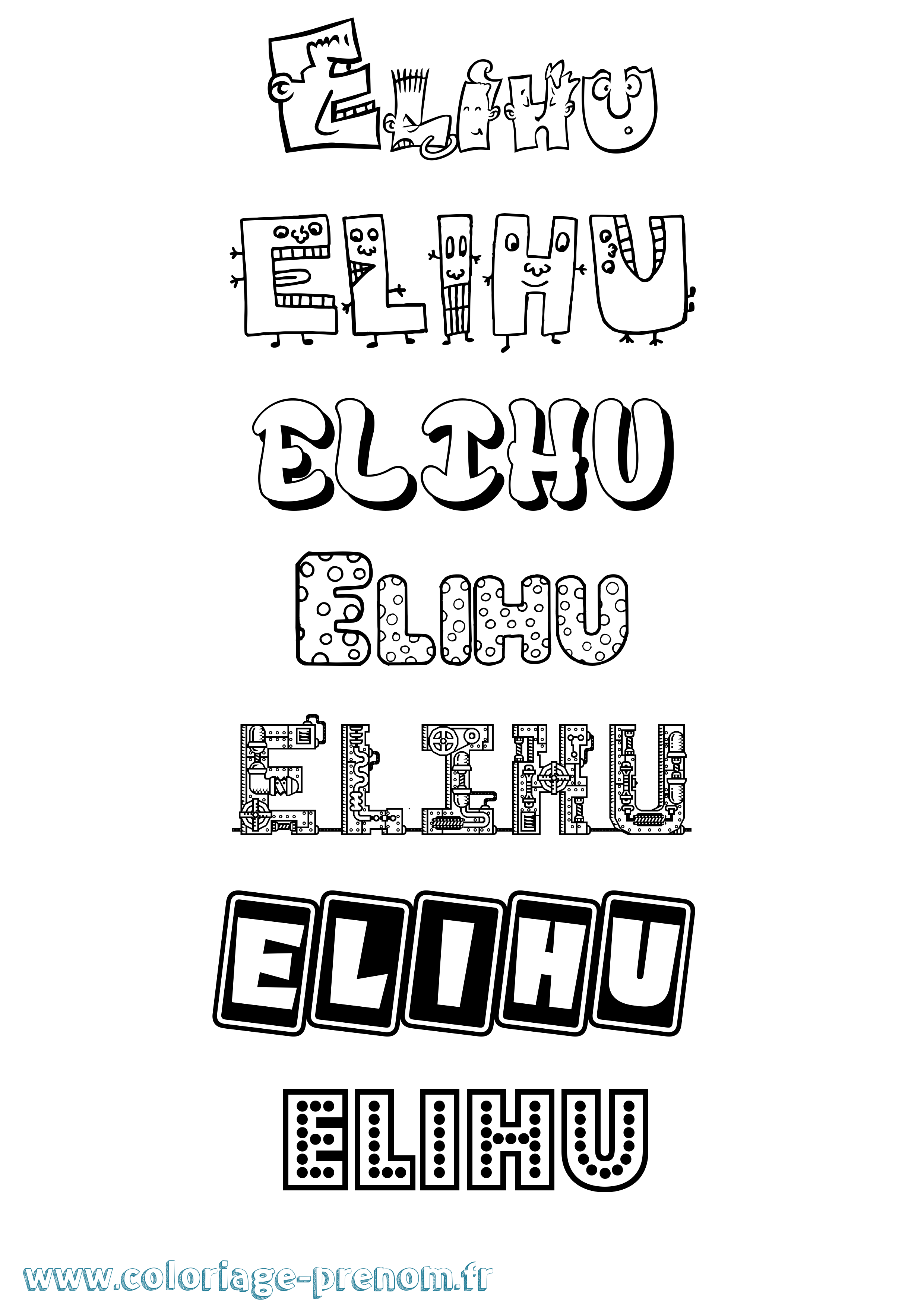 Coloriage Elihu Fun Coloriage prénom Elihu Fun