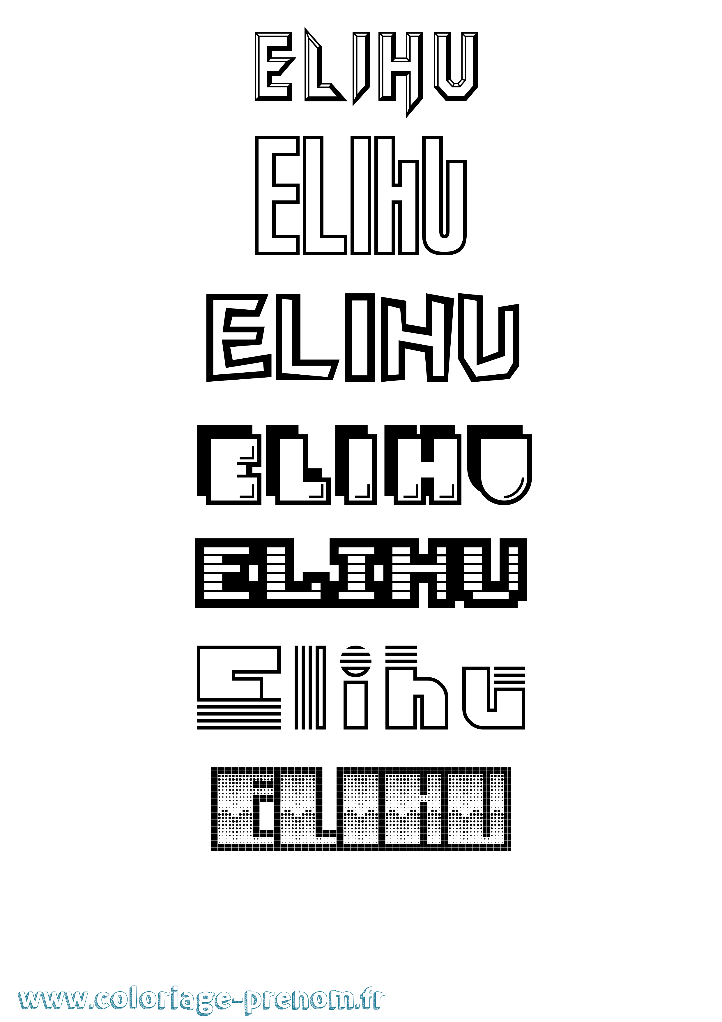 Coloriage Elihu Jeux Vidéos Coloriage prénom Elihu Jeux Vidéos