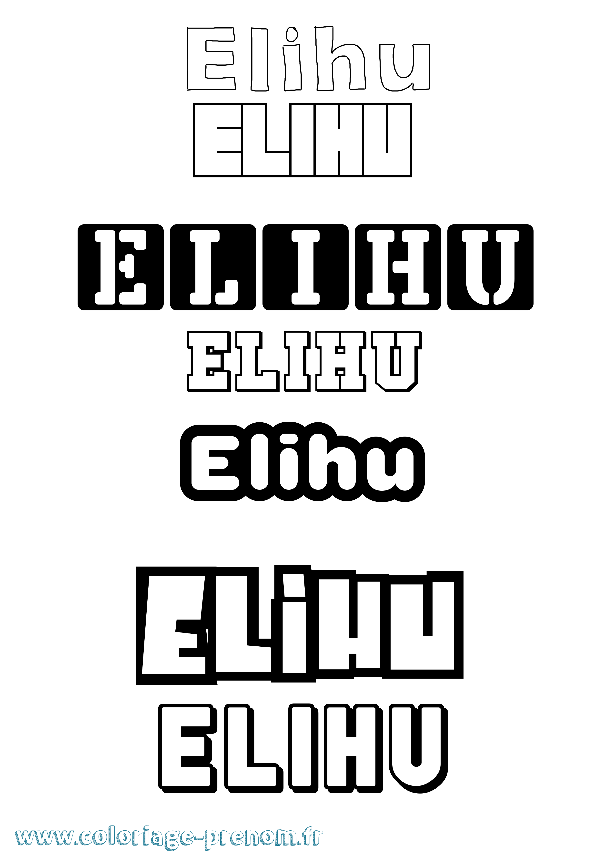 Coloriage Elihu Simple Coloriage prénom Elihu Simple