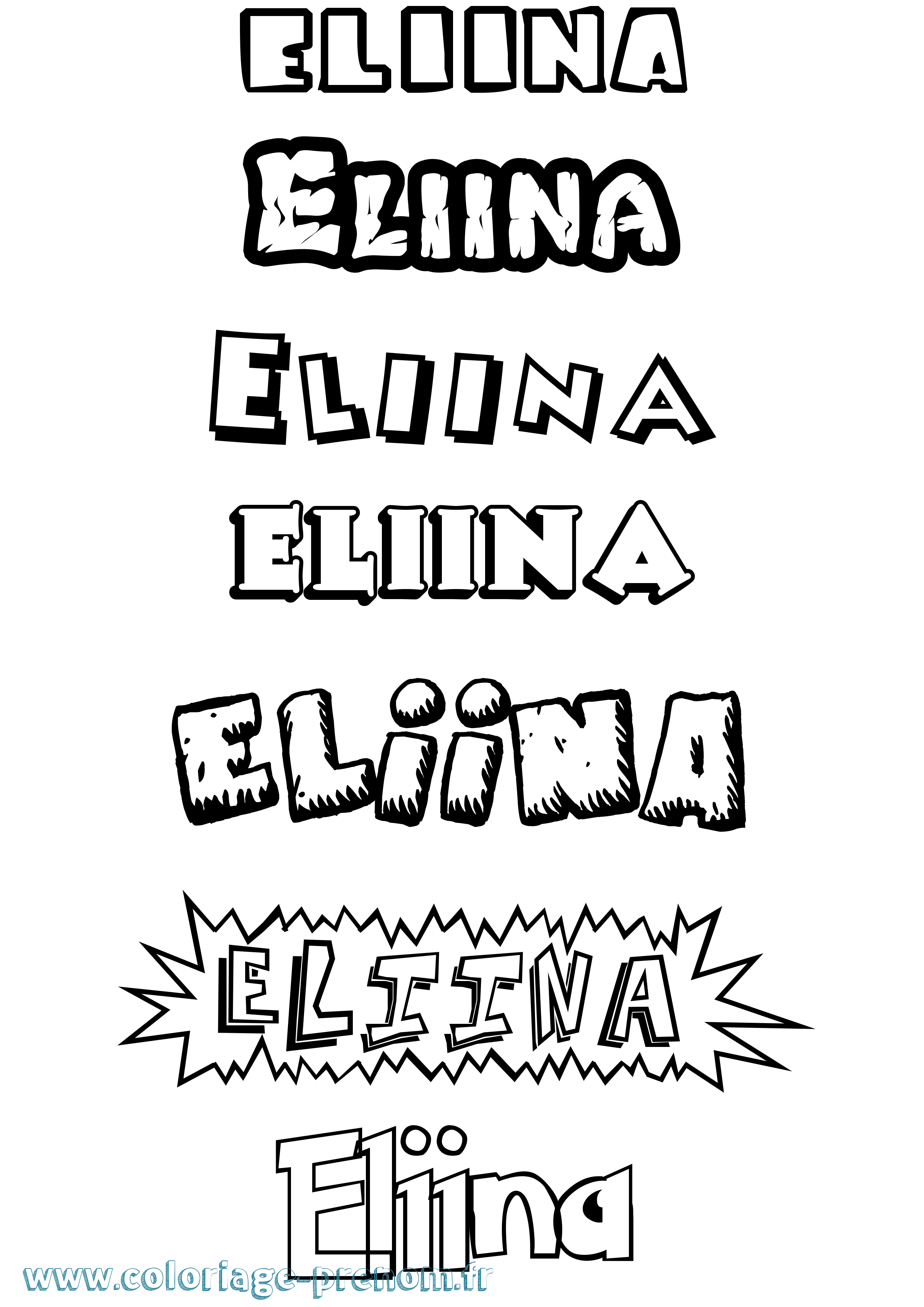 Coloriage Eliina Dessin Animé Coloriage prénom Eliina Dessin Animé