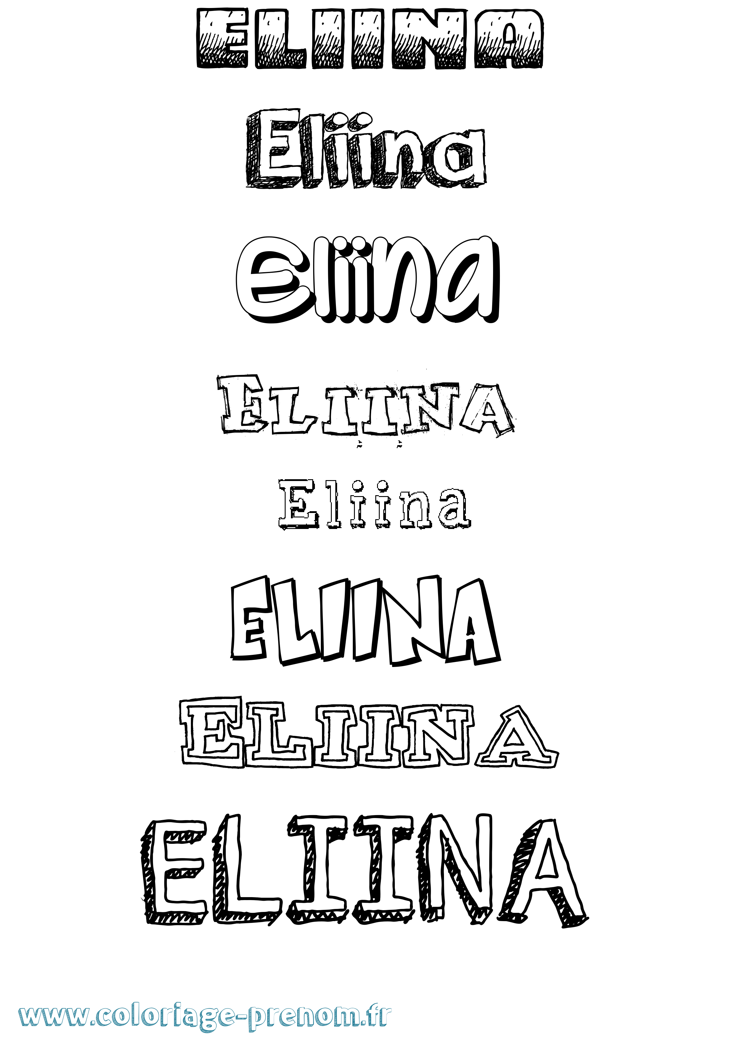 Coloriage Eliina Dessiné Coloriage prénom Eliina Dessiné
