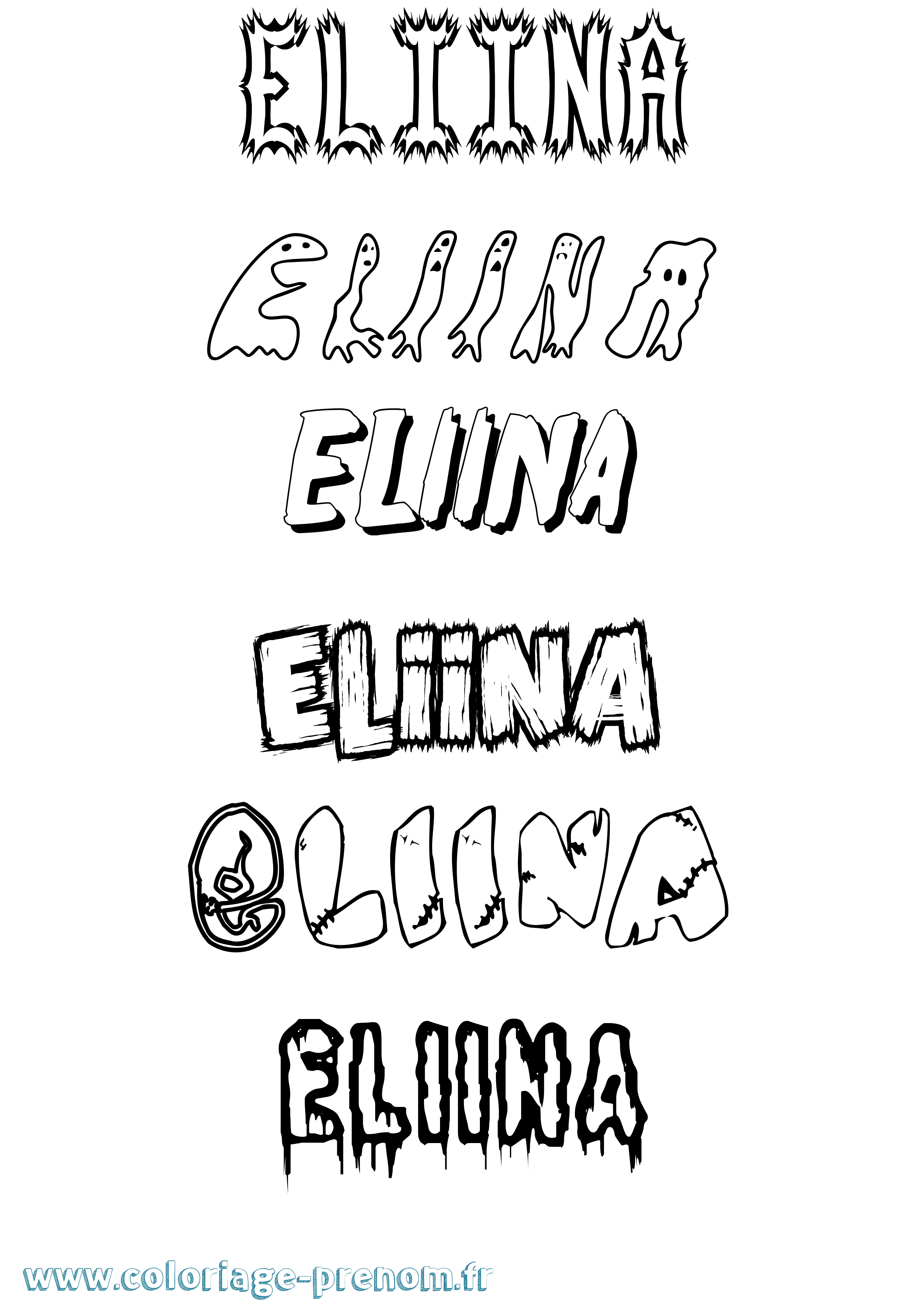 Coloriage Eliina Frisson Coloriage prénom Eliina Frisson