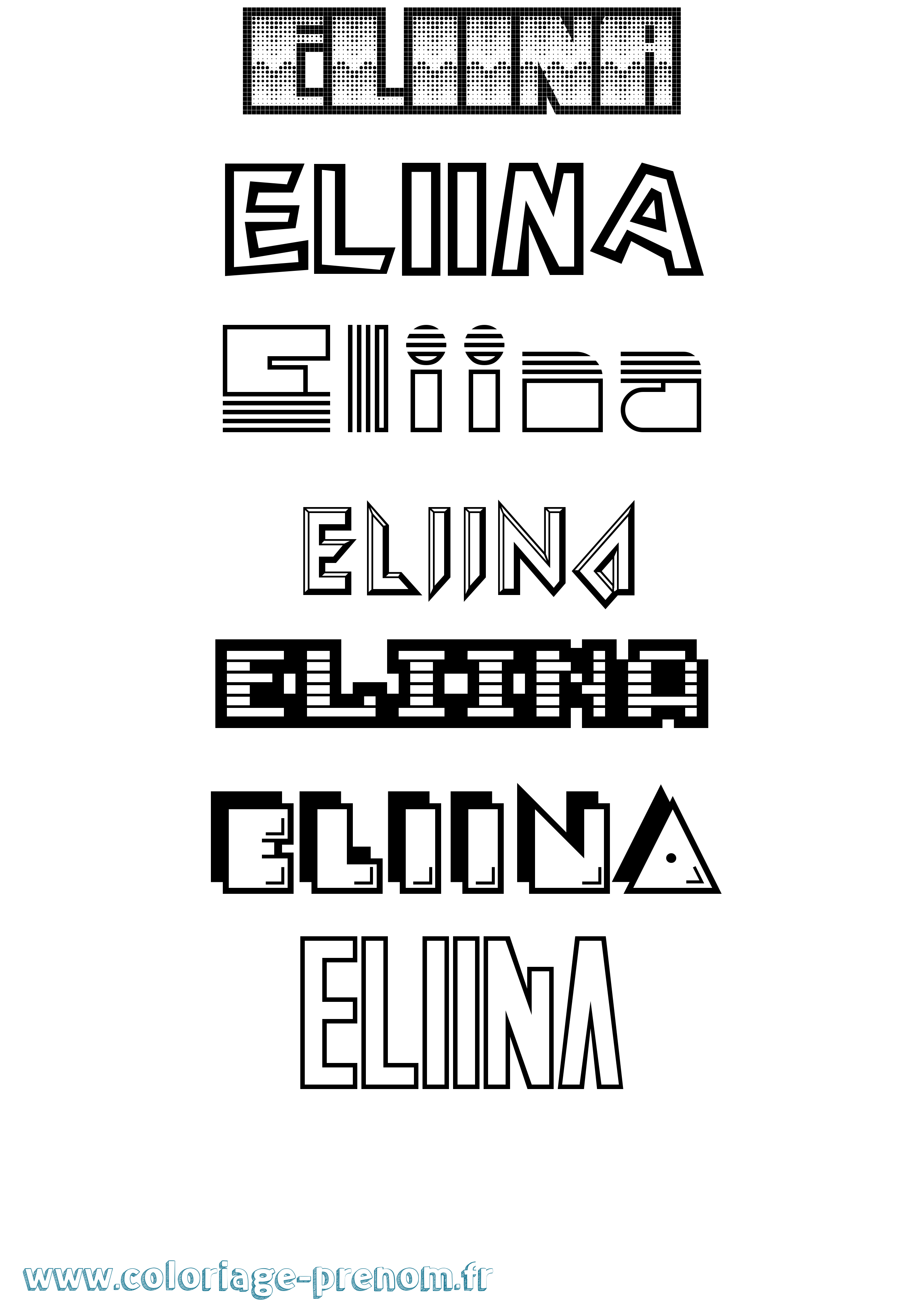 Coloriage Eliina Jeux Vidéos Coloriage prénom Eliina Jeux Vidéos