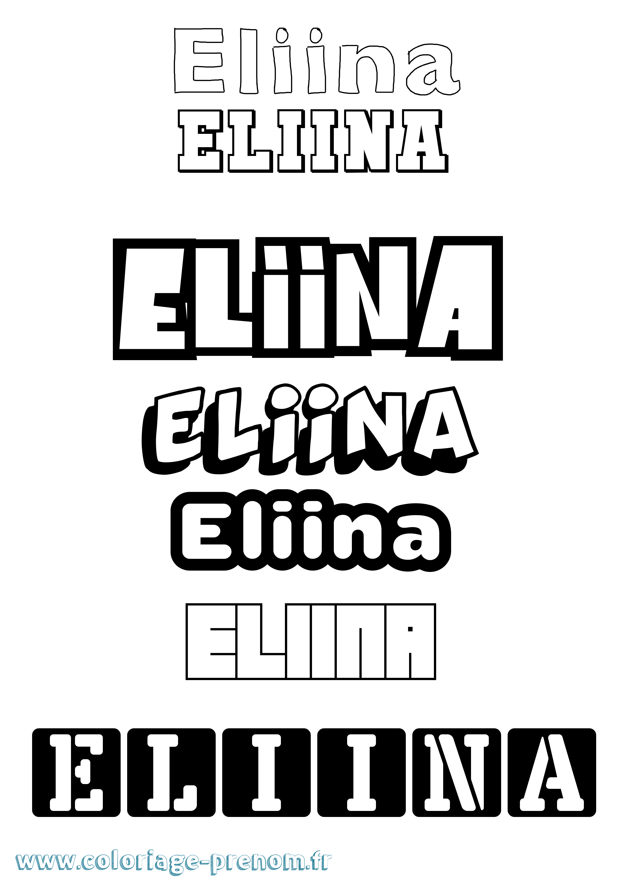 Coloriage Eliina Simple Coloriage prénom Eliina Simple