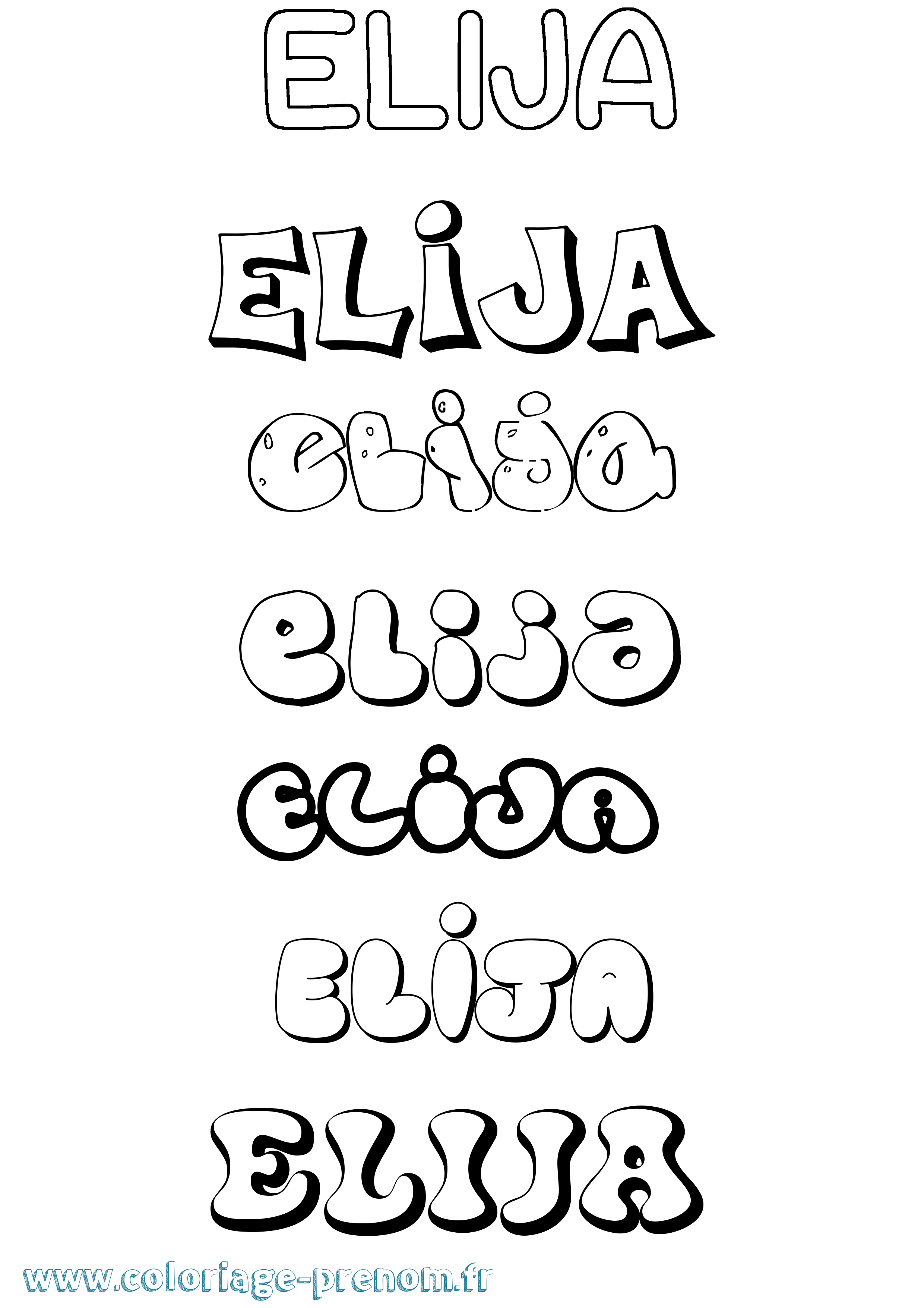 Coloriage Elija Bubble Coloriage prénom Elija Bubble