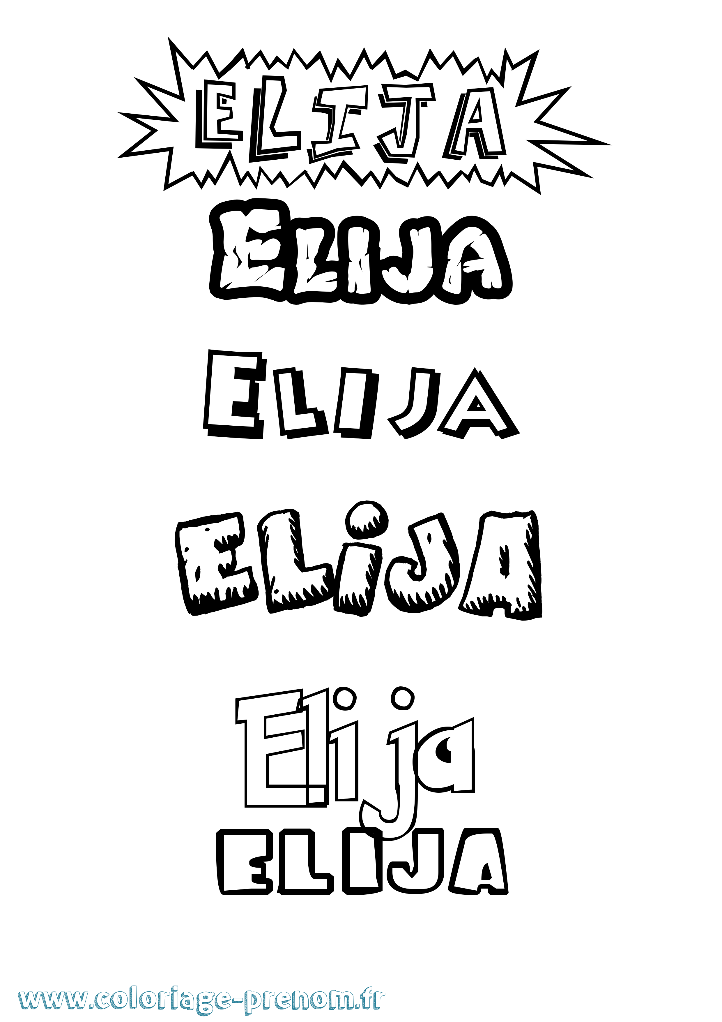 Coloriage Elija Dessin Animé Coloriage prénom Elija Dessin Animé