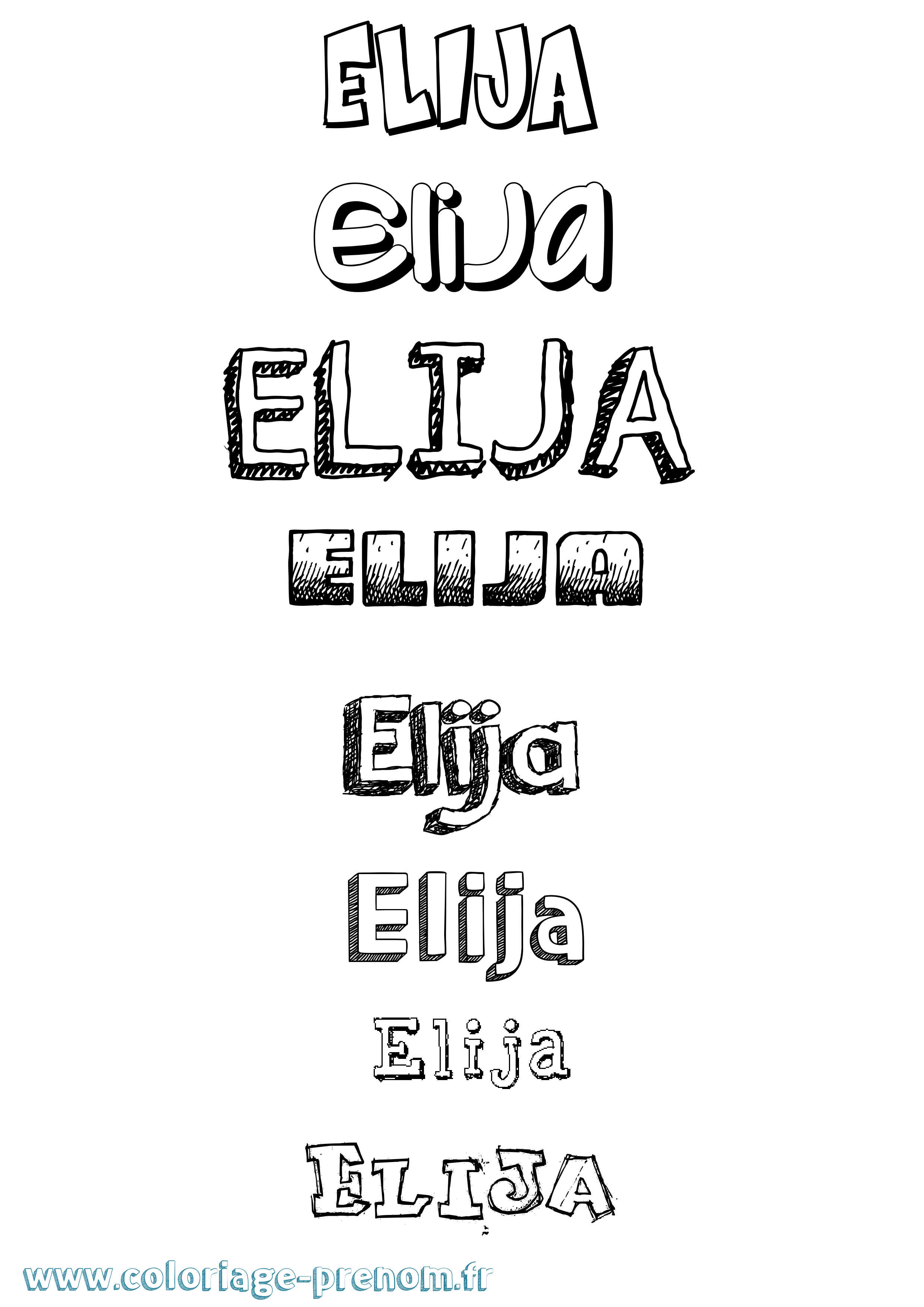 Coloriage Elija Dessiné Coloriage prénom Elija Dessiné