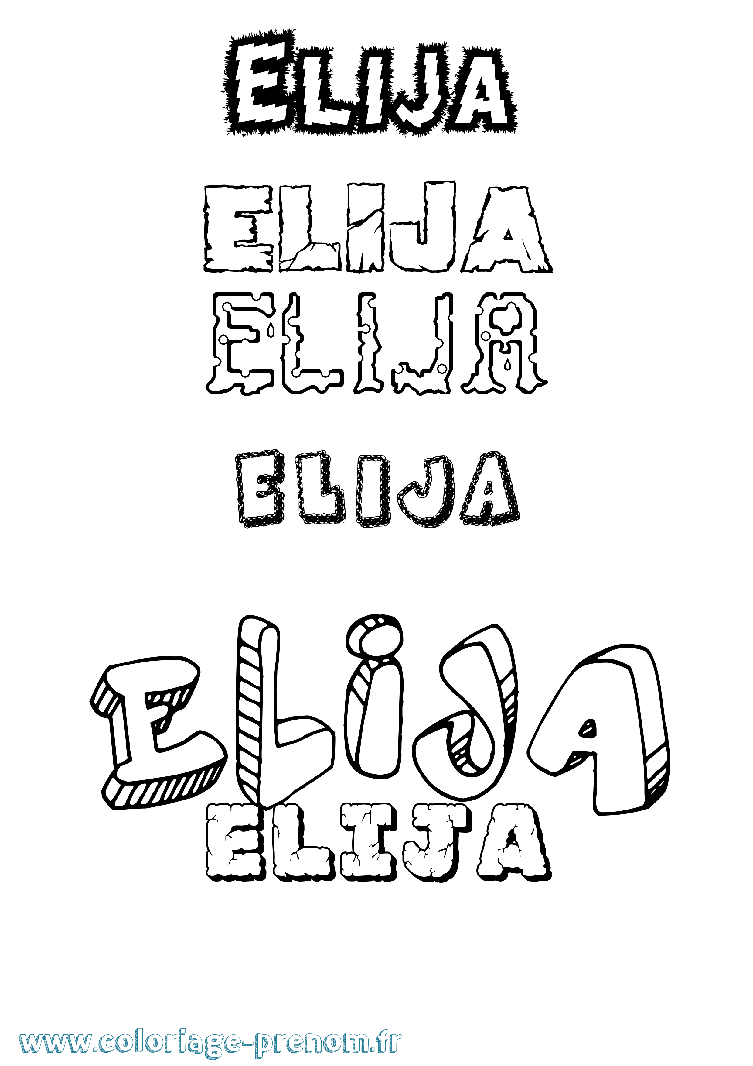 Coloriage Elija Destructuré Coloriage prénom Elija Destructuré
