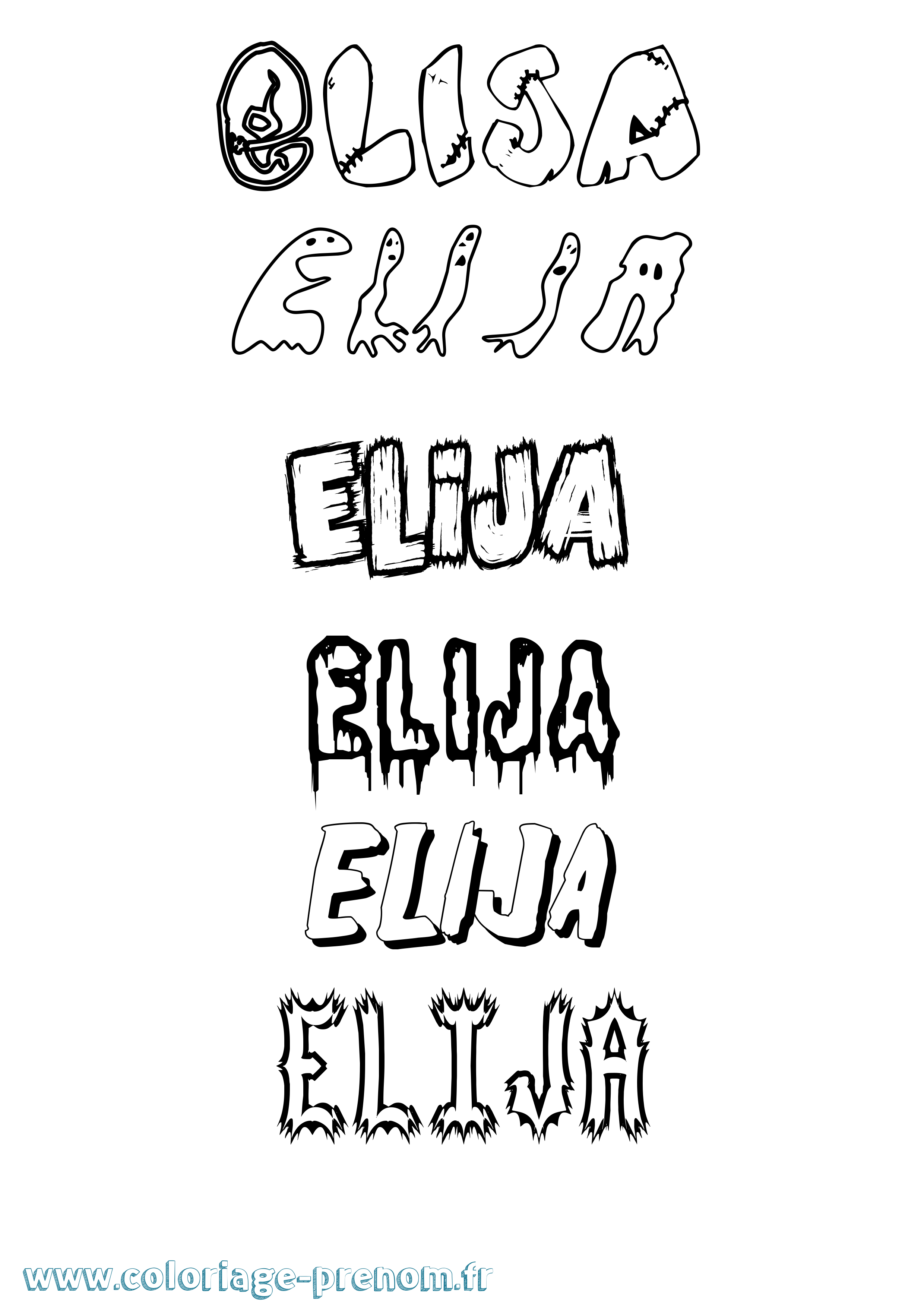 Coloriage Elija Frisson Coloriage prénom Elija Frisson