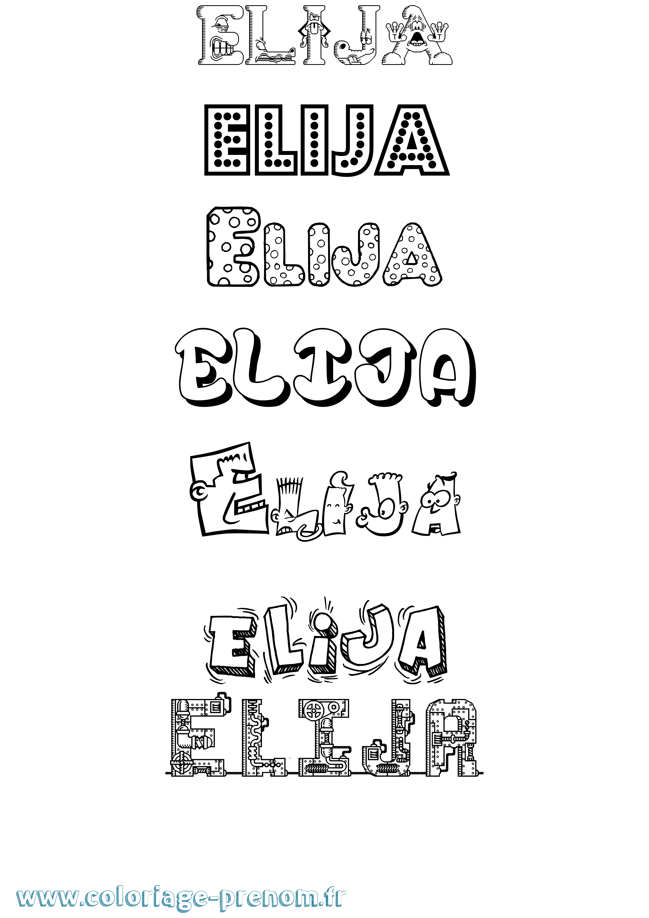 Coloriage Elija Fun Coloriage prénom Elija Fun