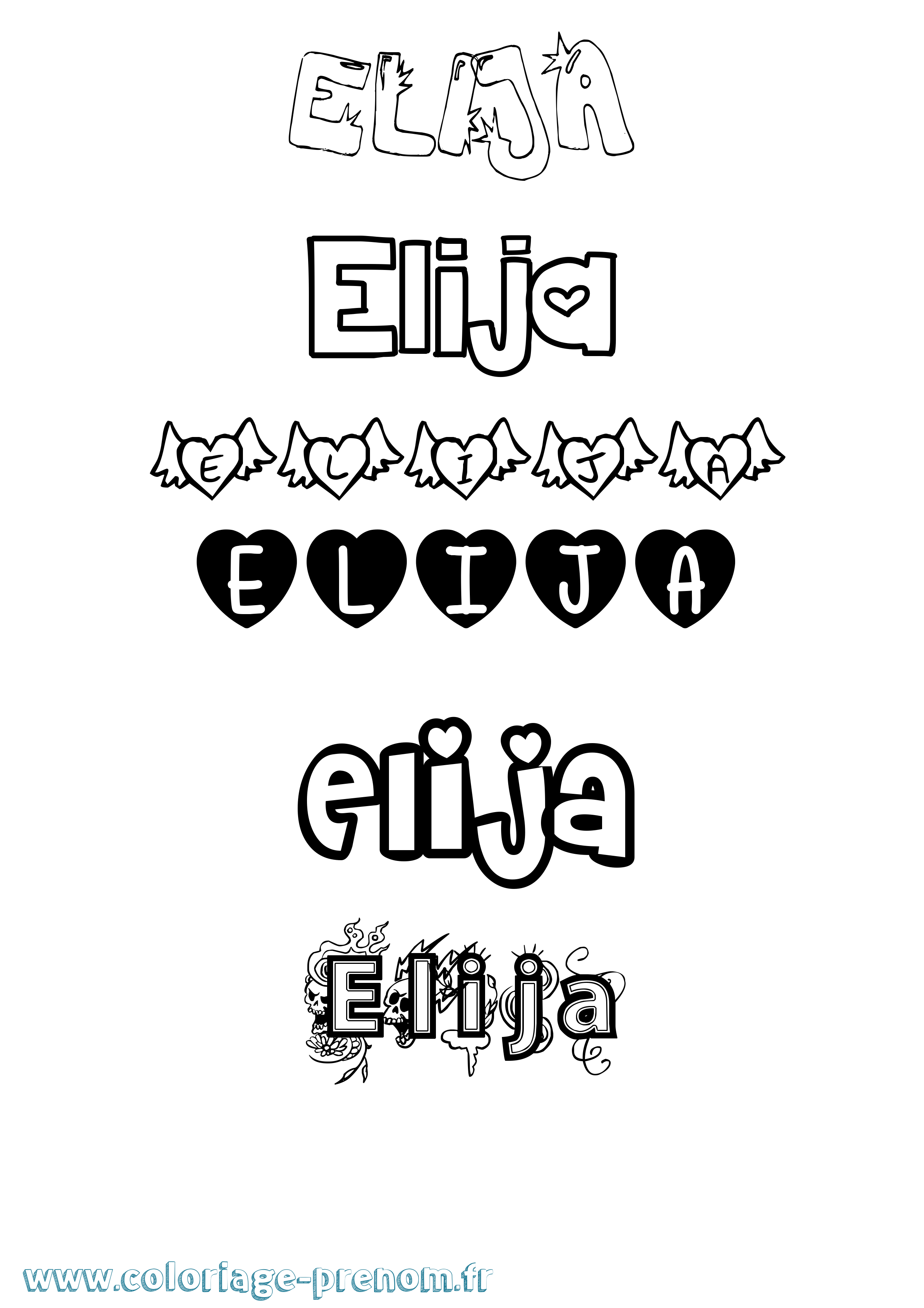 Coloriage Elija Girly Coloriage prénom Elija Girly