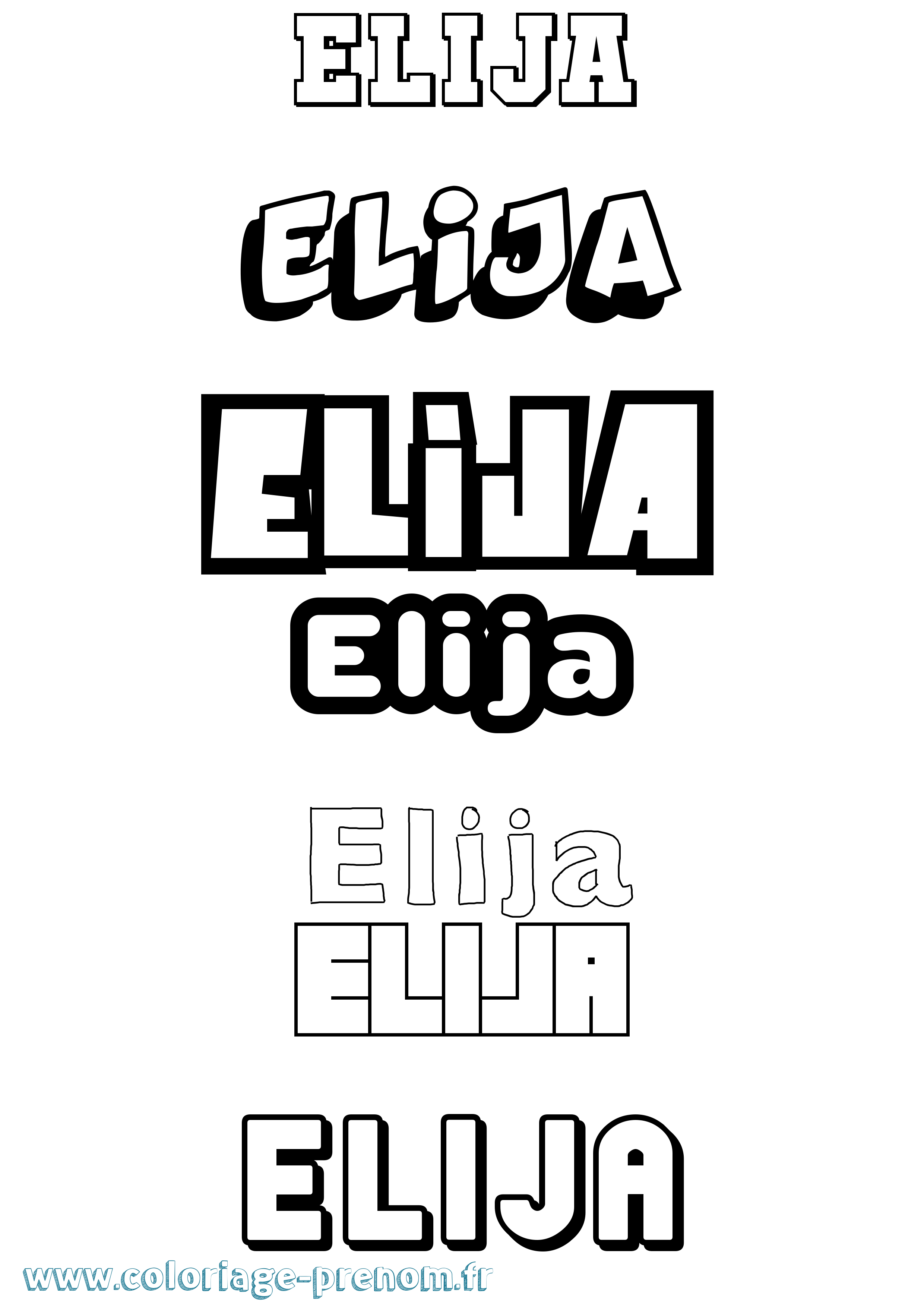 Coloriage Elija Simple Coloriage prénom Elija Simple