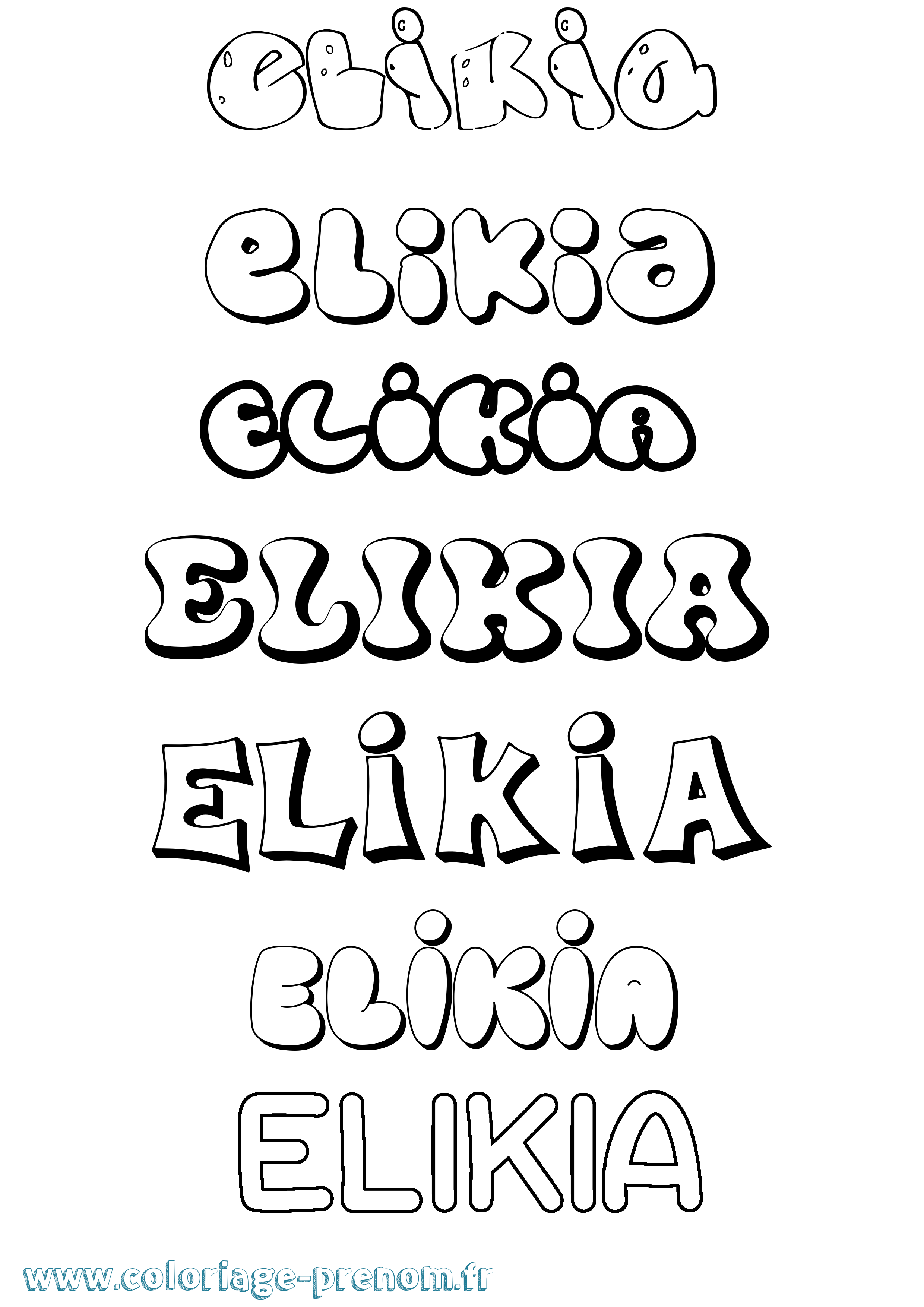 Coloriage Elikia Bubble Coloriage prénom Elikia Bubble