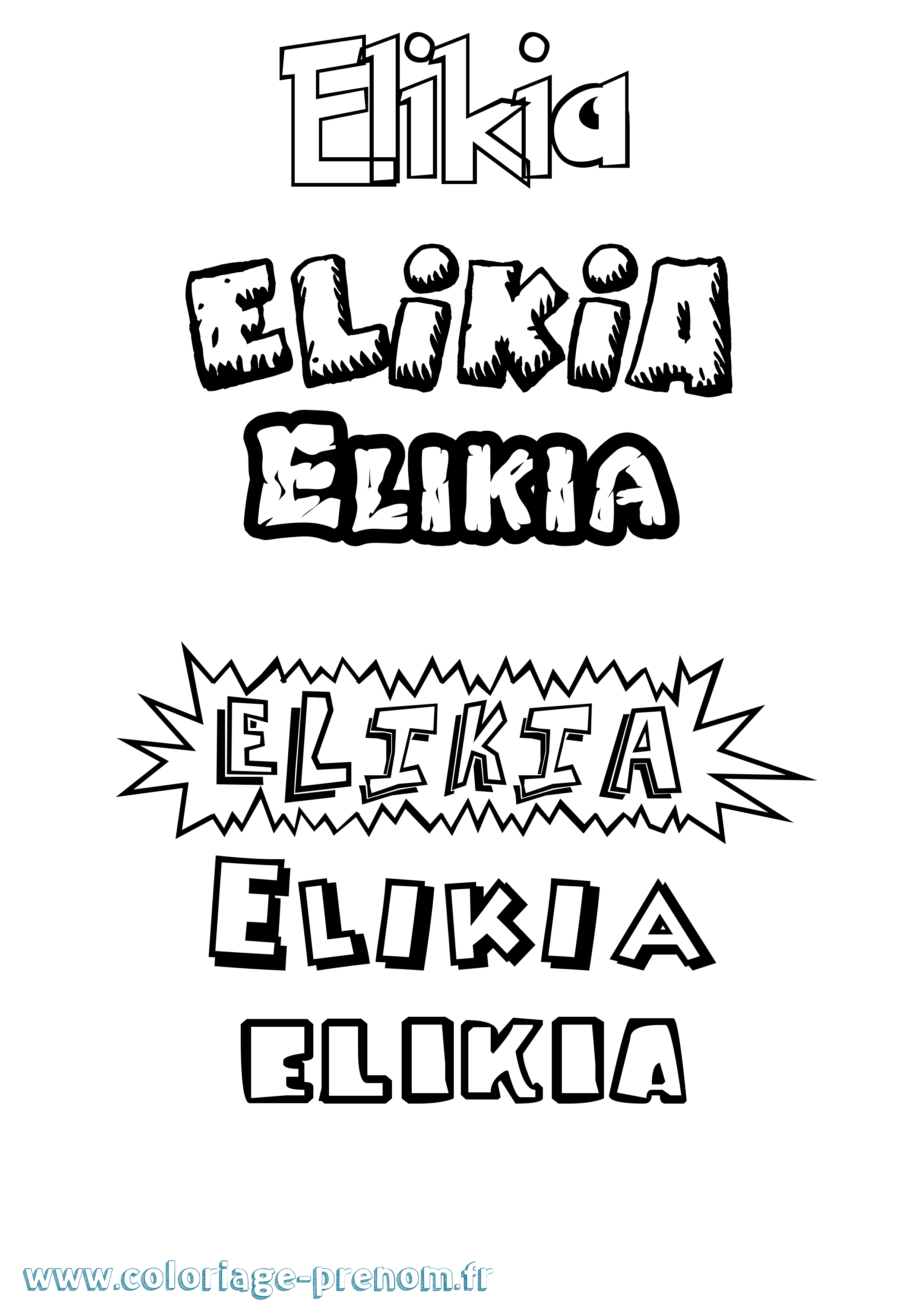 Coloriage Elikia Dessin Animé Coloriage prénom Elikia Dessin Animé