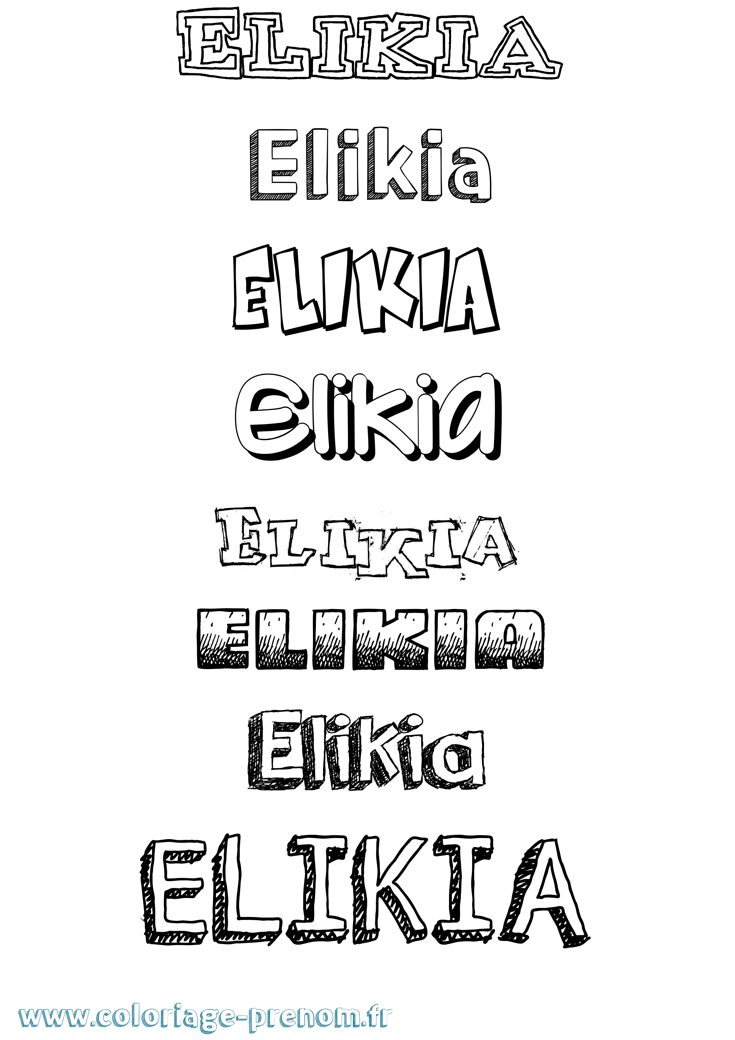 Coloriage Elikia Dessiné Coloriage prénom Elikia Dessiné
