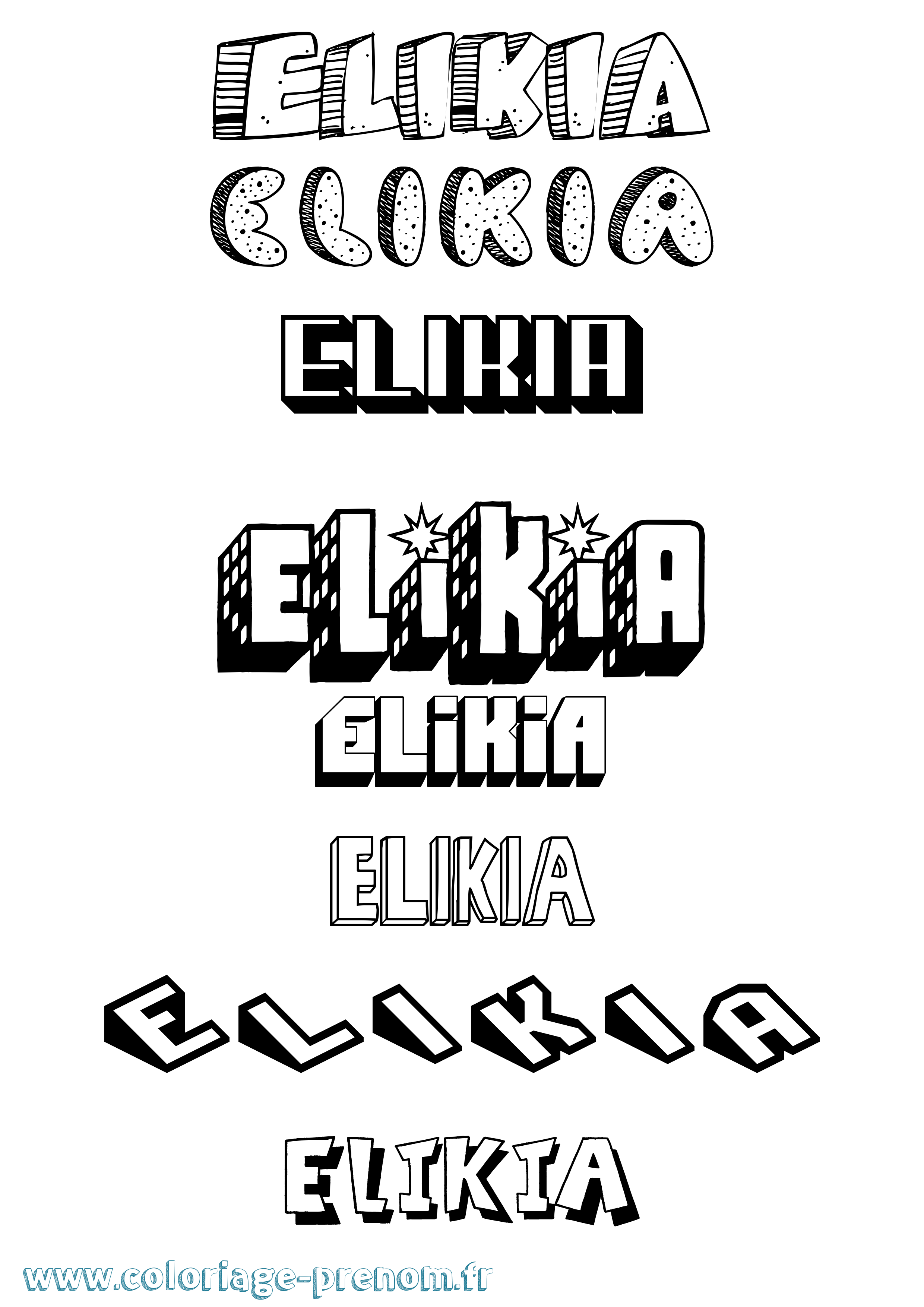 Coloriage Elikia Effet 3D Coloriage prénom Elikia Effet 3D