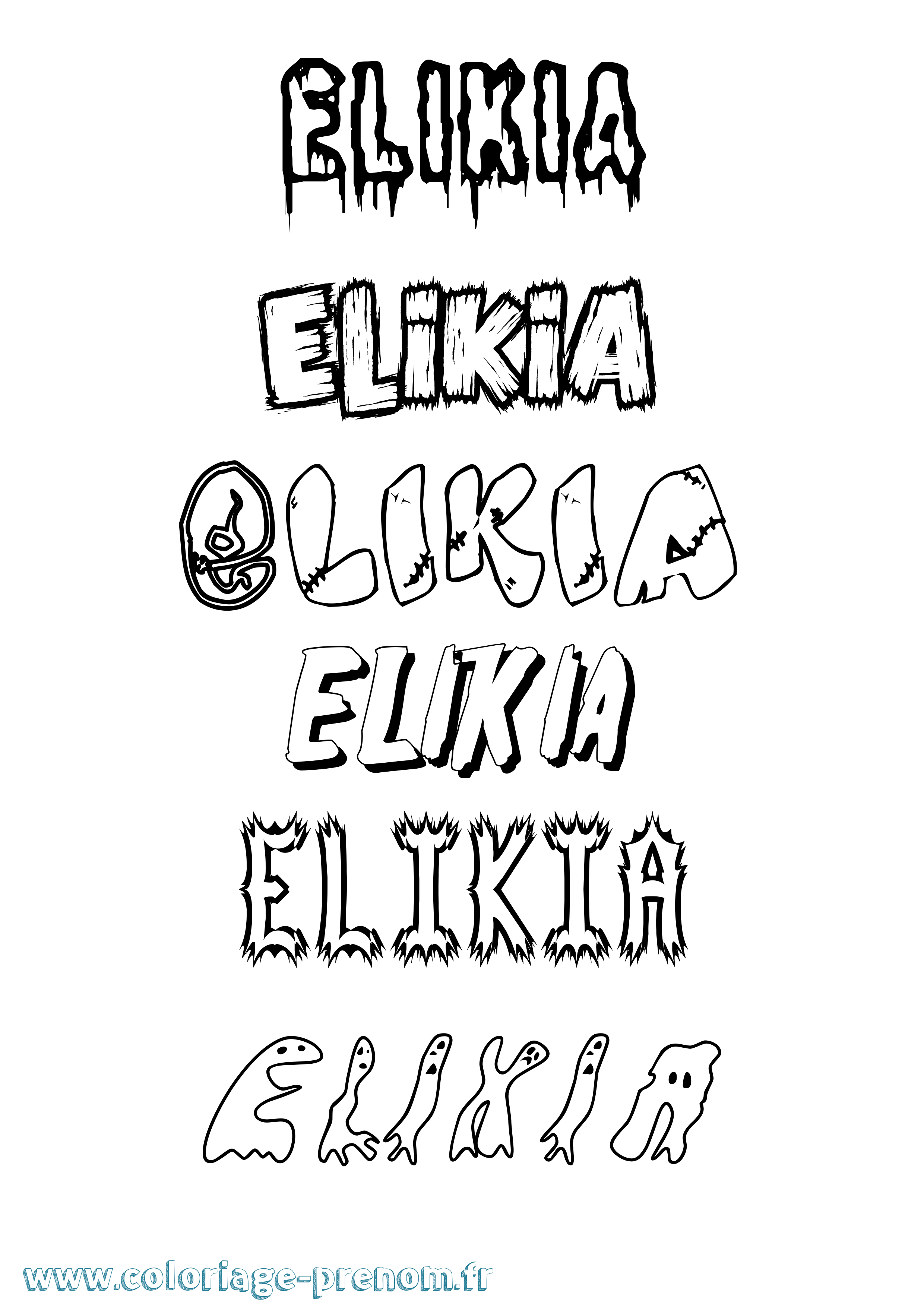 Coloriage Elikia Frisson Coloriage prénom Elikia Frisson