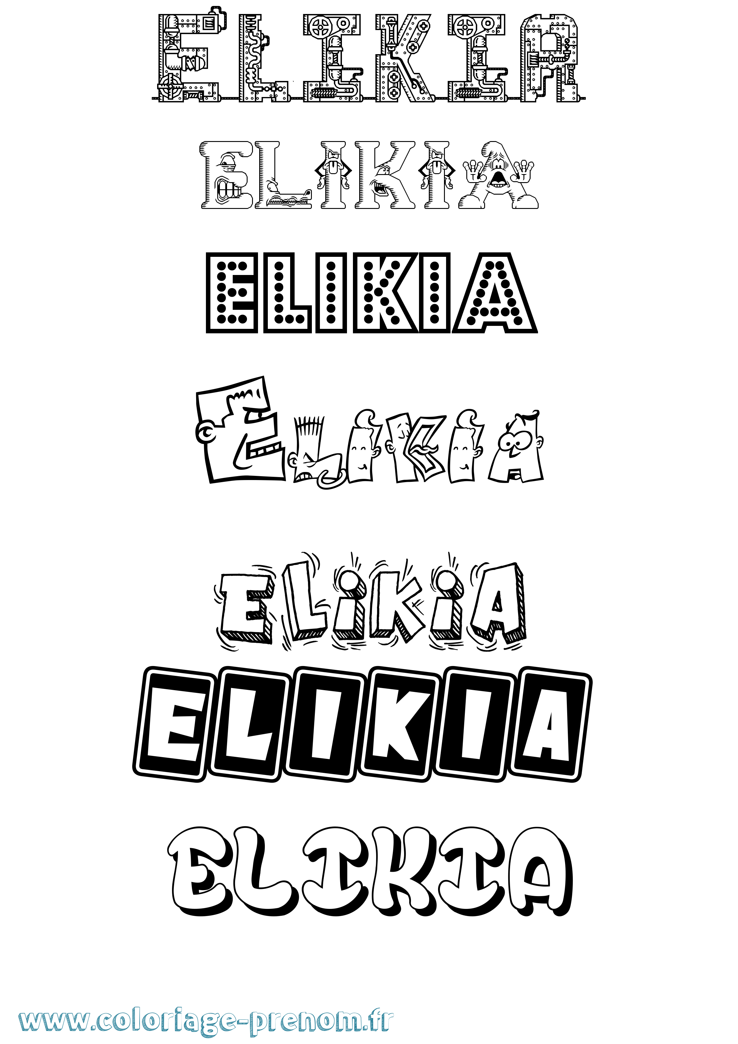 Coloriage Elikia Fun Coloriage prénom Elikia Fun