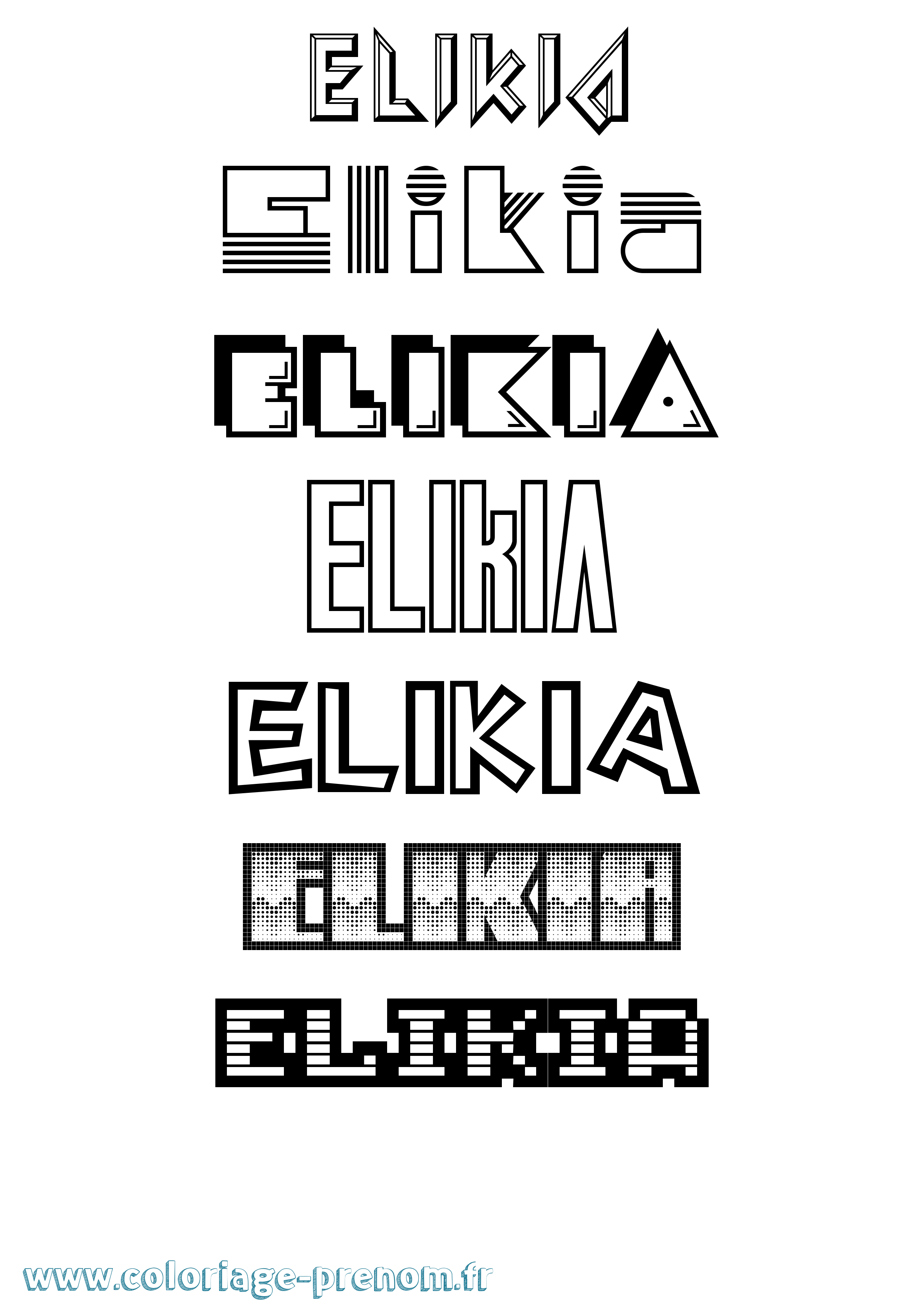 Coloriage Elikia Jeux Vidéos Coloriage prénom Elikia Jeux Vidéos