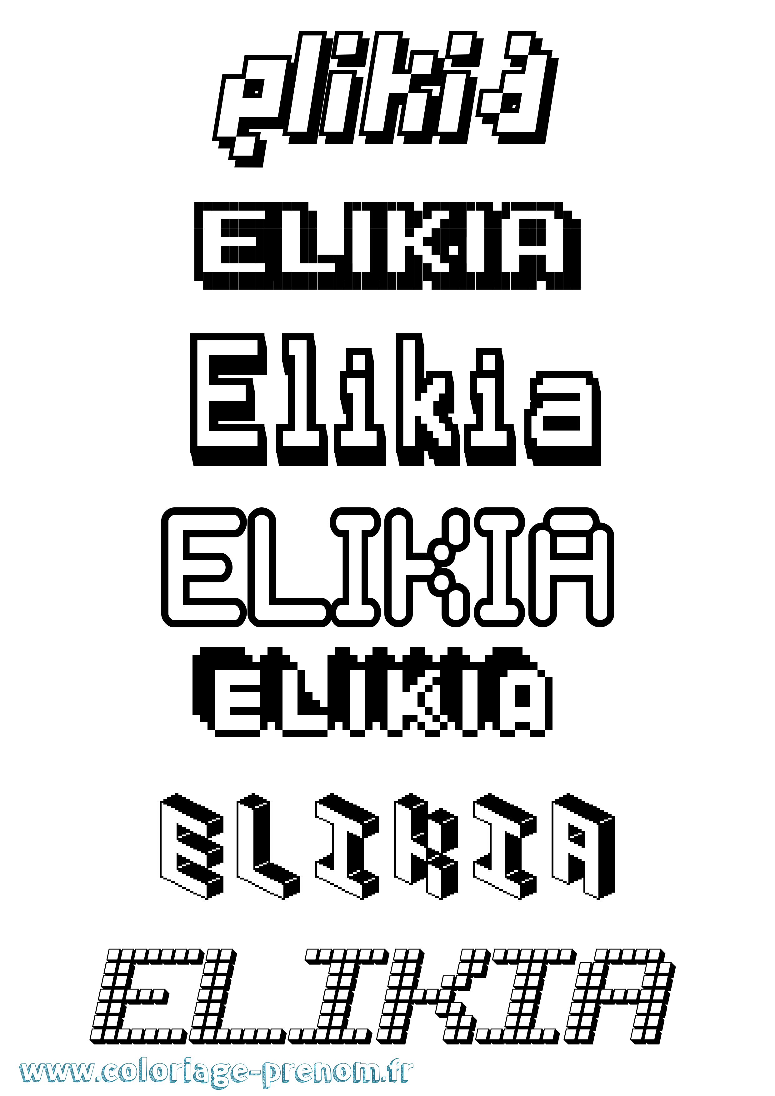 Coloriage Elikia Pixel Coloriage prénom Elikia Pixel