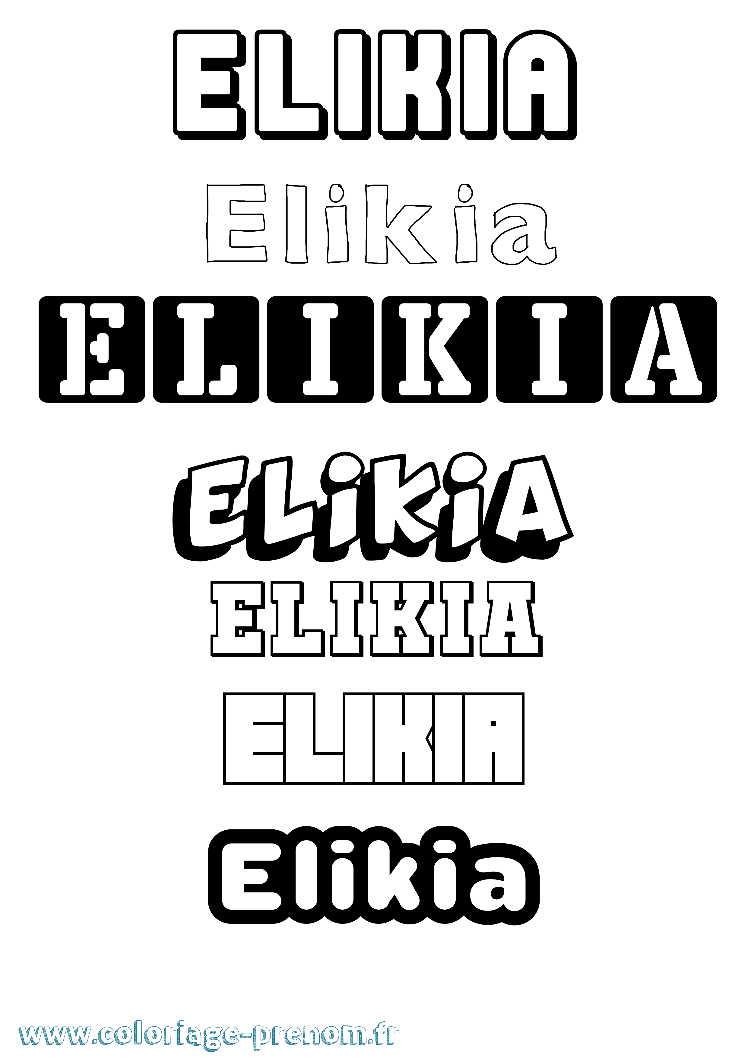 Coloriage Elikia Simple Coloriage prénom Elikia Simple