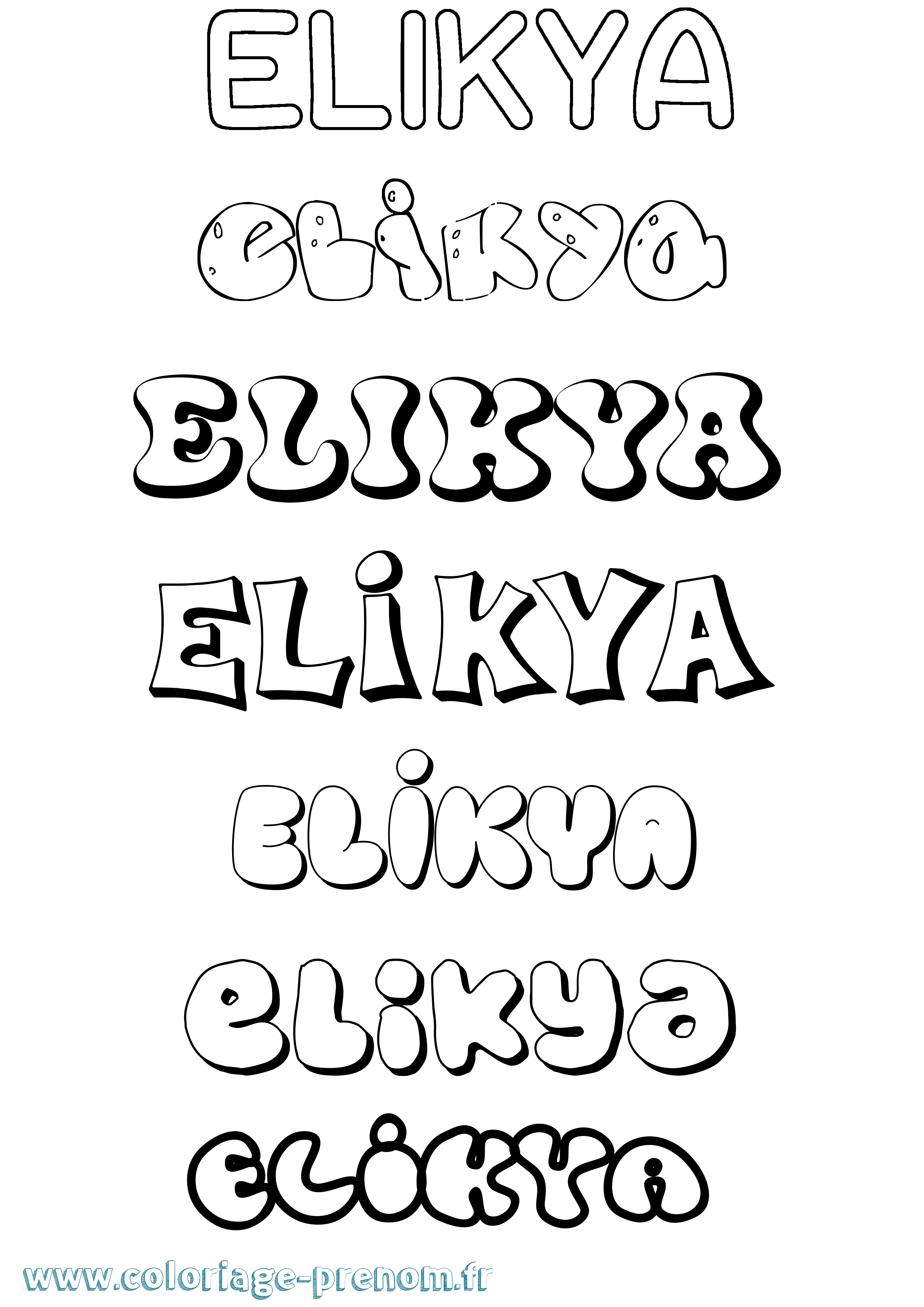 Coloriage Elikya Bubble Coloriage prénom Elikya Bubble