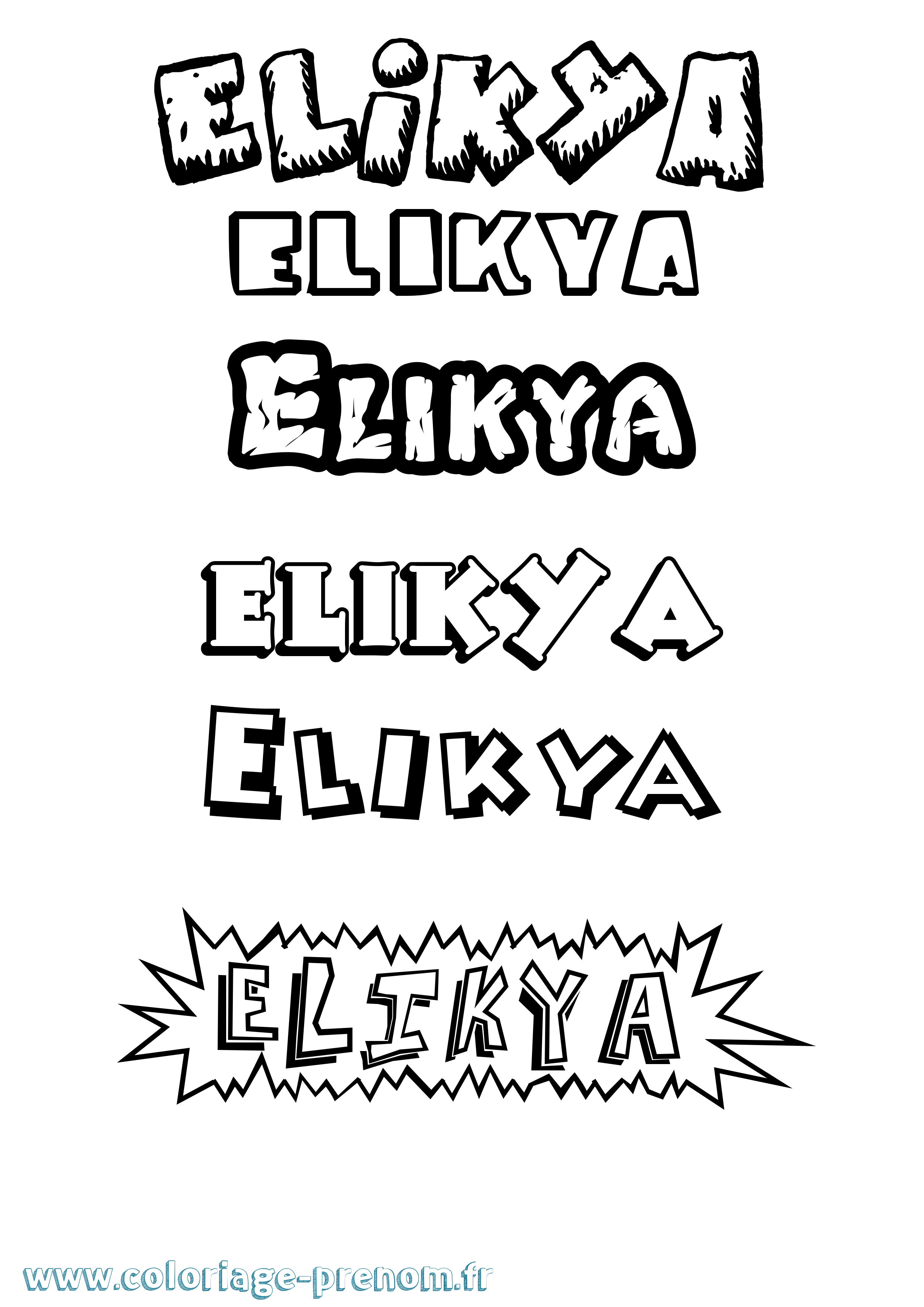 Coloriage Elikya Dessin Animé Coloriage prénom Elikya Dessin Animé