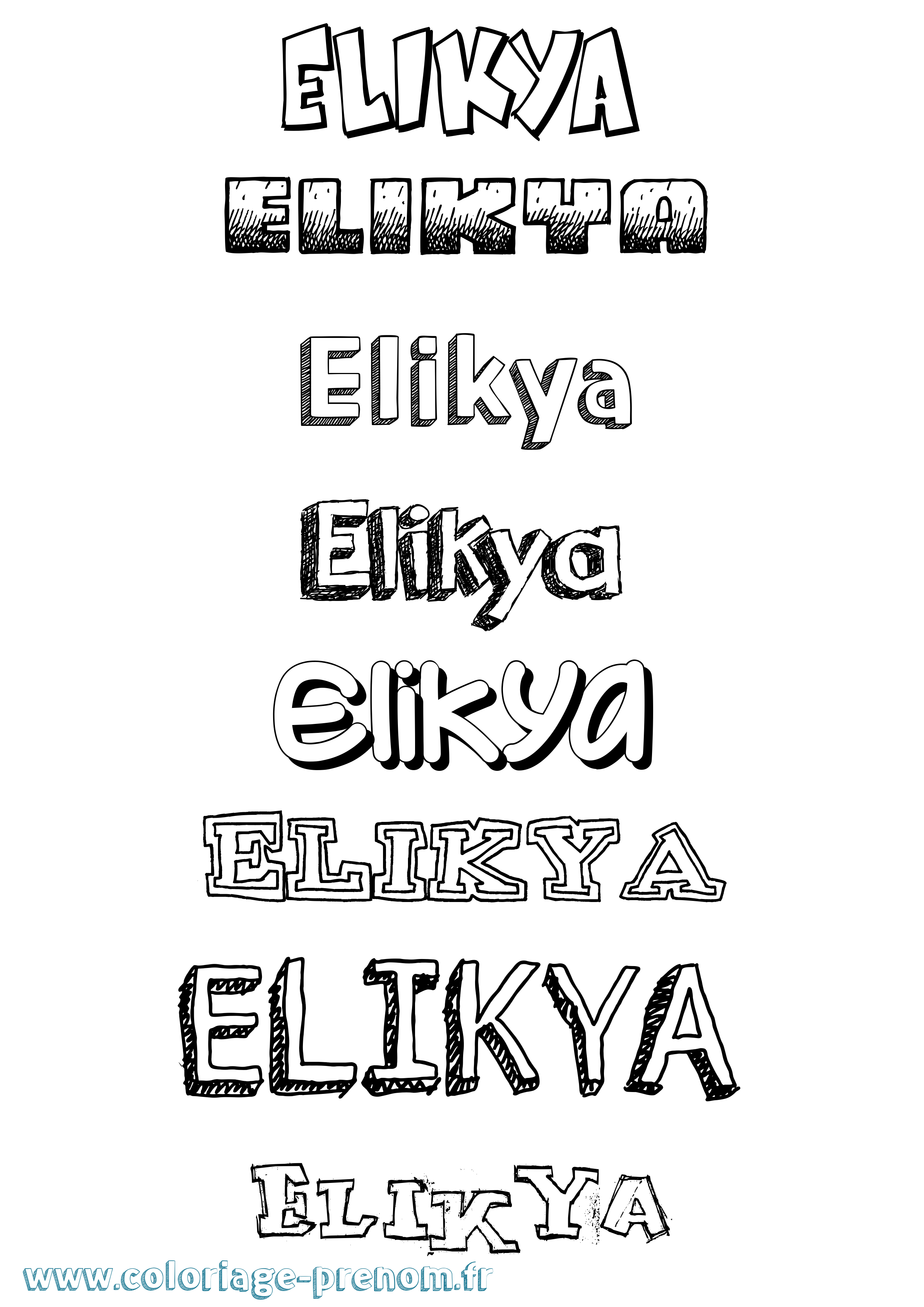 Coloriage Elikya Dessiné Coloriage prénom Elikya Dessiné