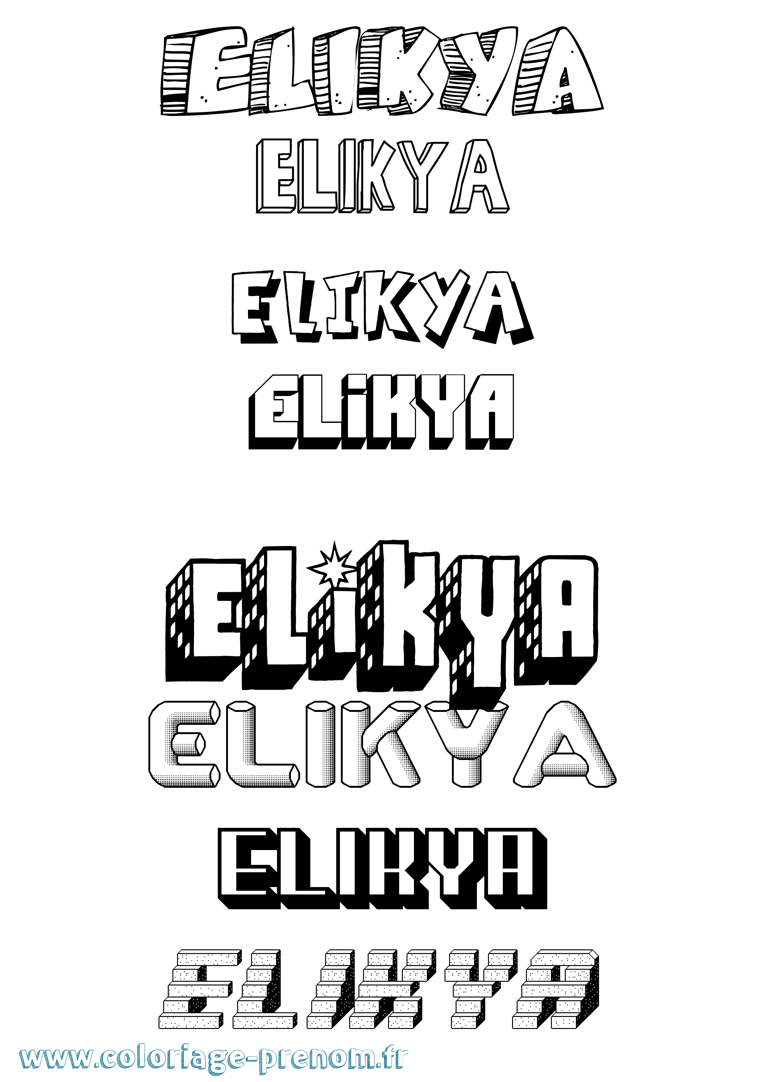 Coloriage Elikya Effet 3D Coloriage prénom Elikya Effet 3D