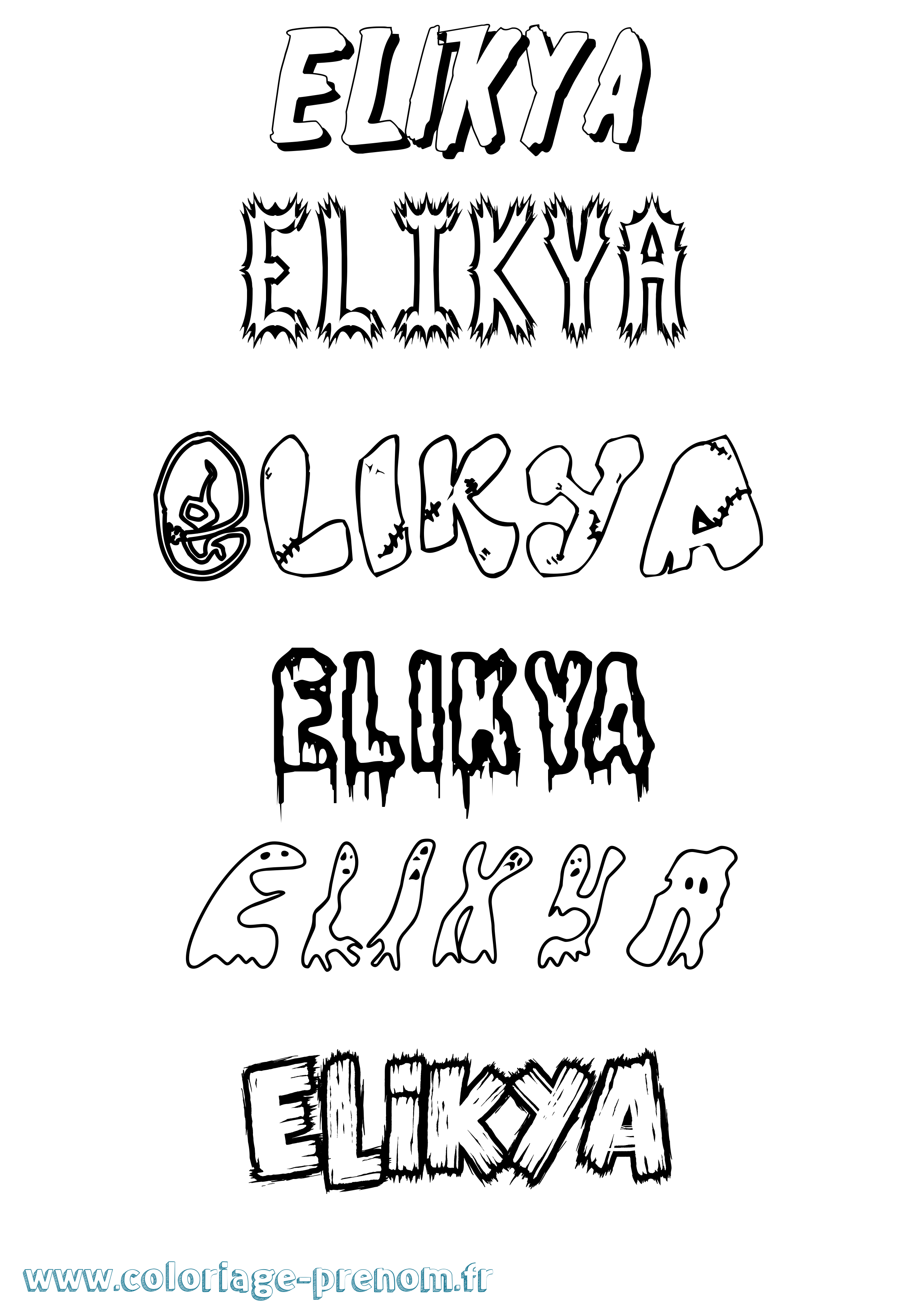 Coloriage Elikya Frisson Coloriage prénom Elikya Frisson