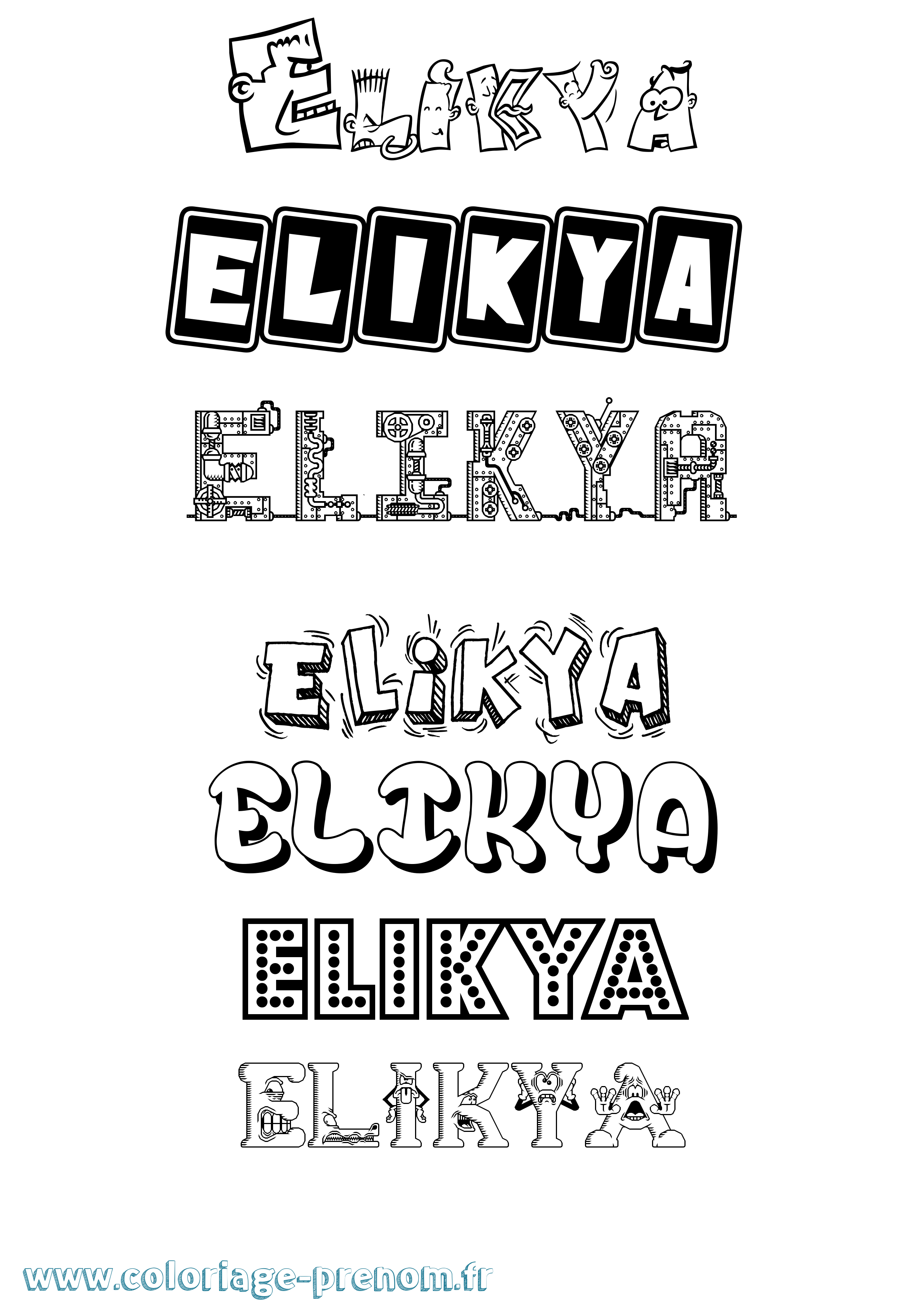 Coloriage Elikya Fun Coloriage prénom Elikya Fun