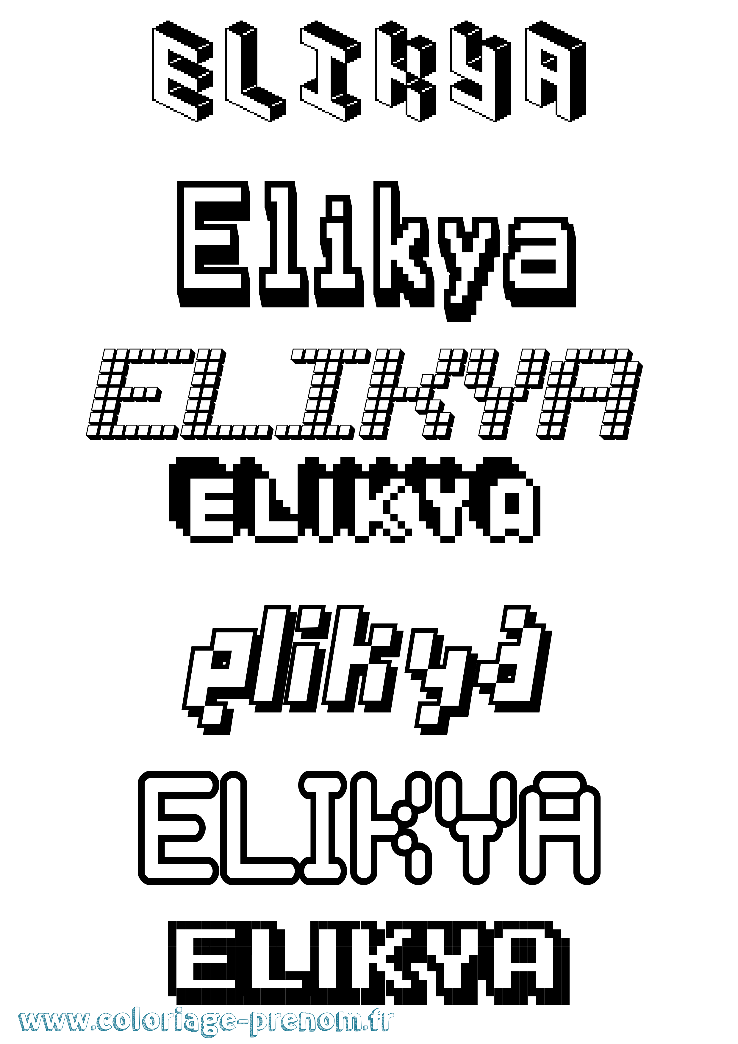 Coloriage Elikya Pixel Coloriage prénom Elikya Pixel