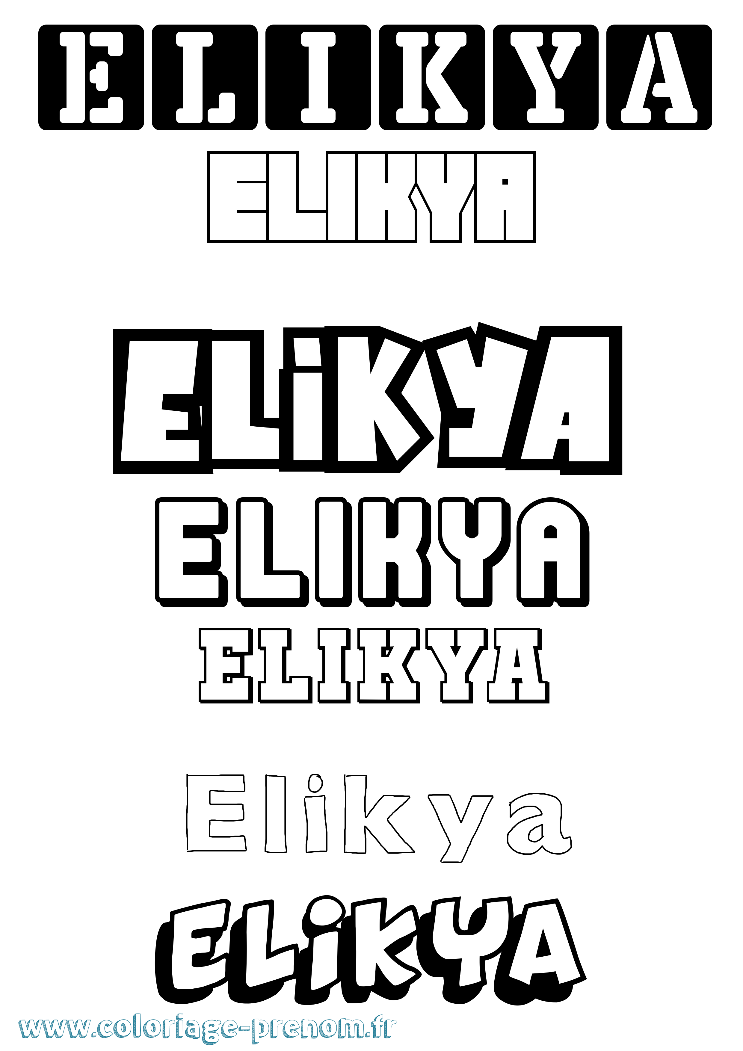 Coloriage Elikya Simple Coloriage prénom Elikya Simple