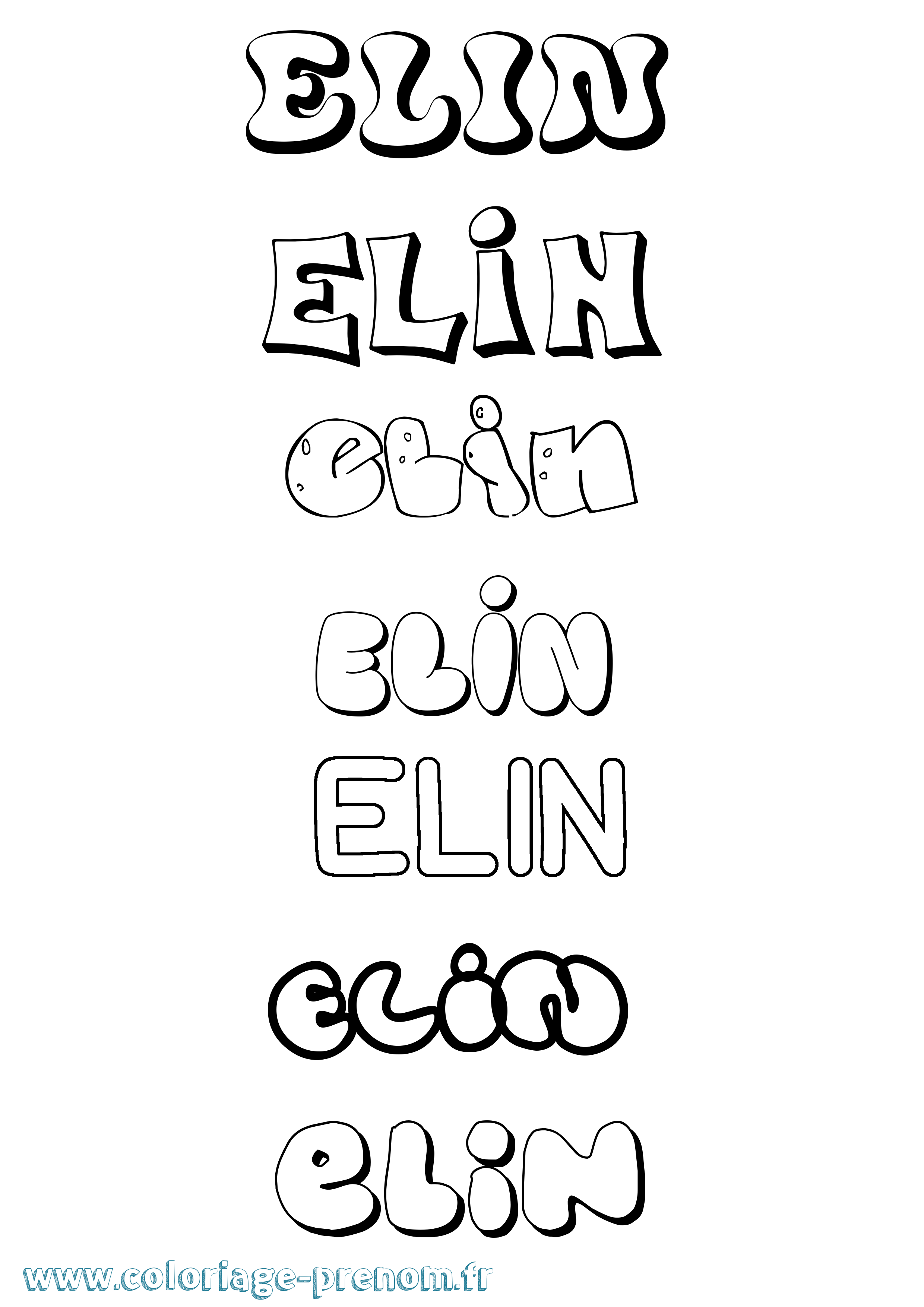 Coloriage Elin Bubble Coloriage prénom Elin Bubble