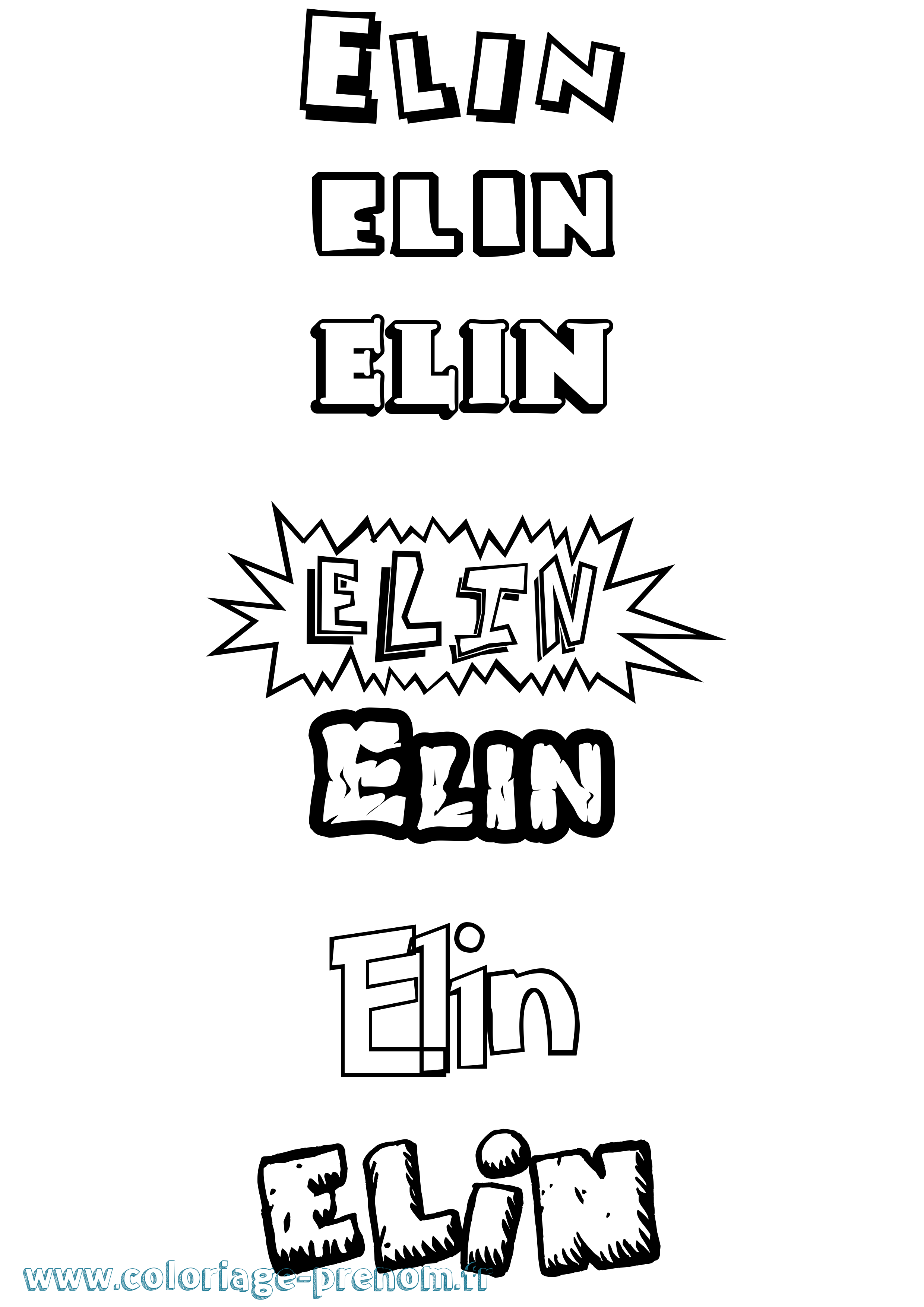 Coloriage Elin Dessin Animé Coloriage prénom Elin Dessin Animé