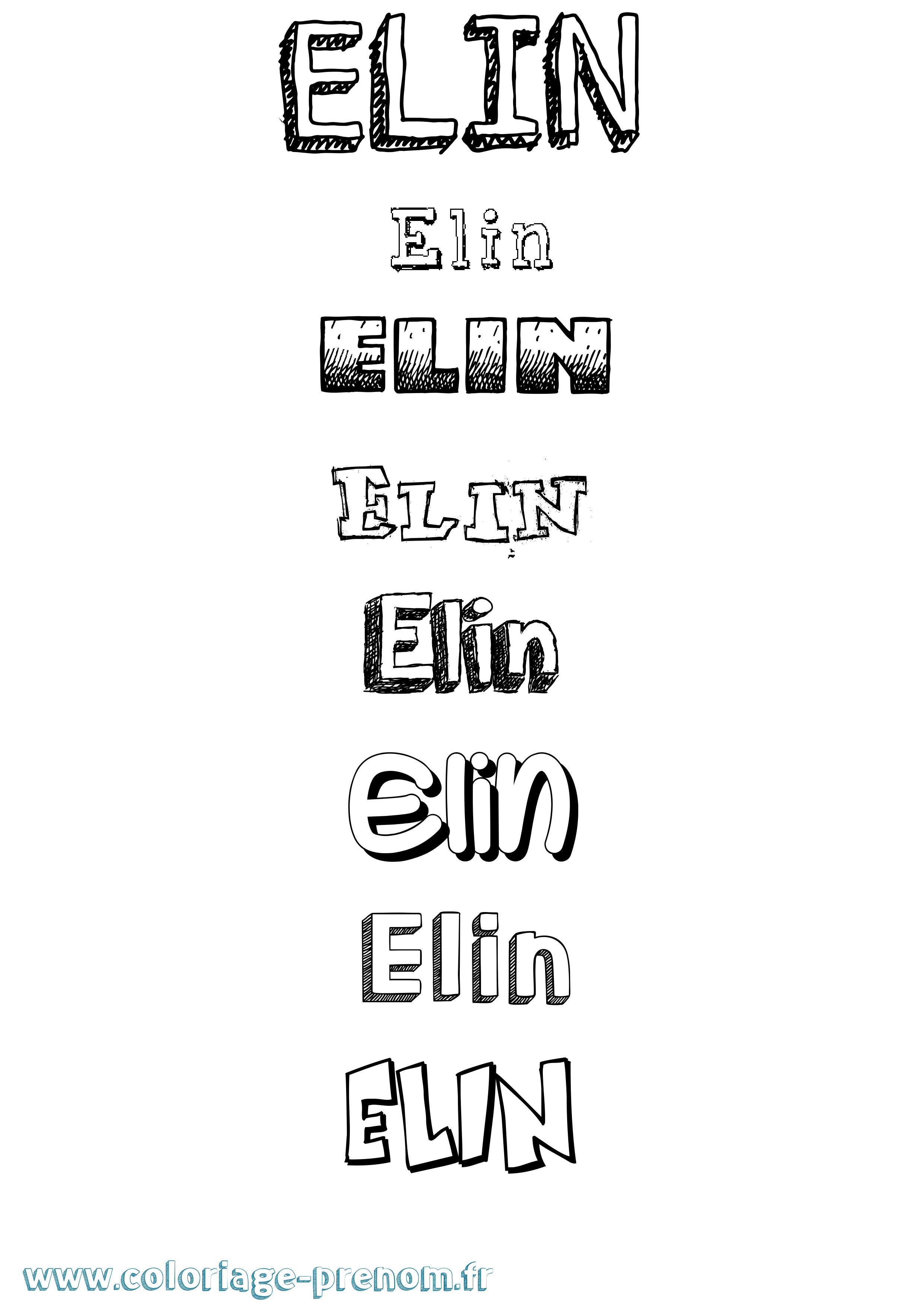 Coloriage Elin Dessiné Coloriage prénom Elin Dessiné